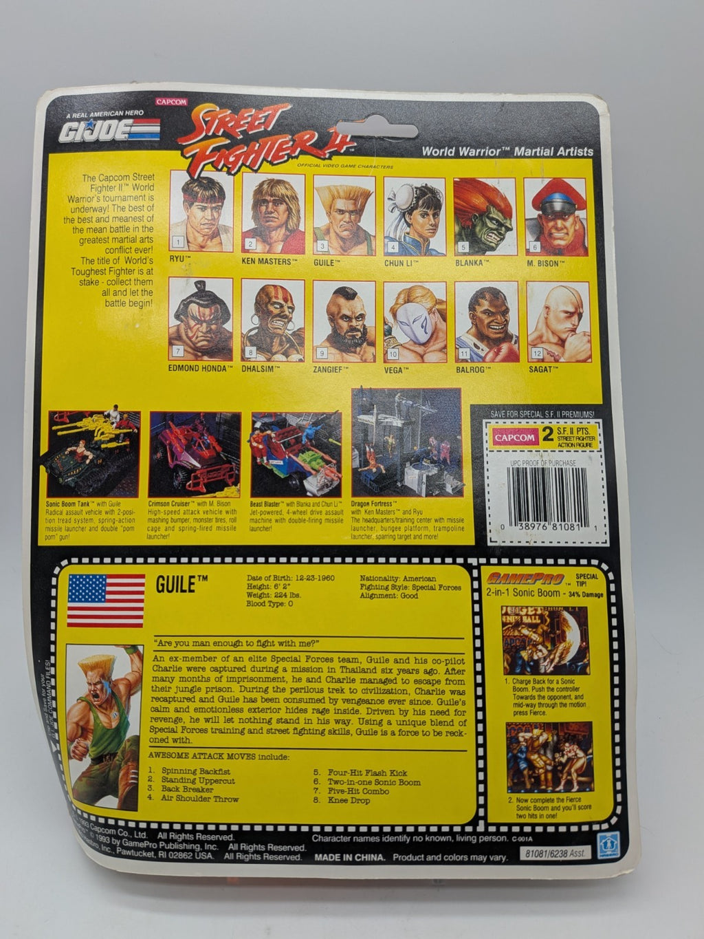 Hasbro 1993 G.I. Joe Street Fighter II Guile Action Figure 