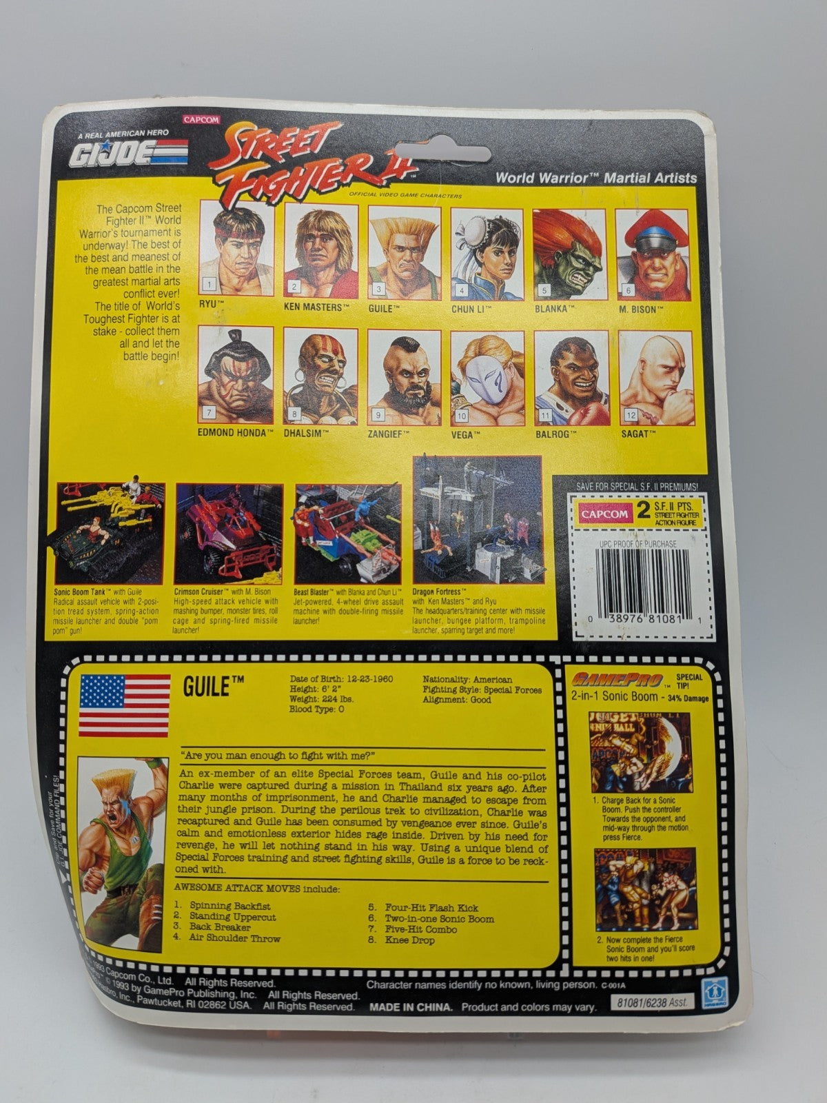 Hasbro 1993 G.I. Joe Street Fighter II Guile Action Figure 