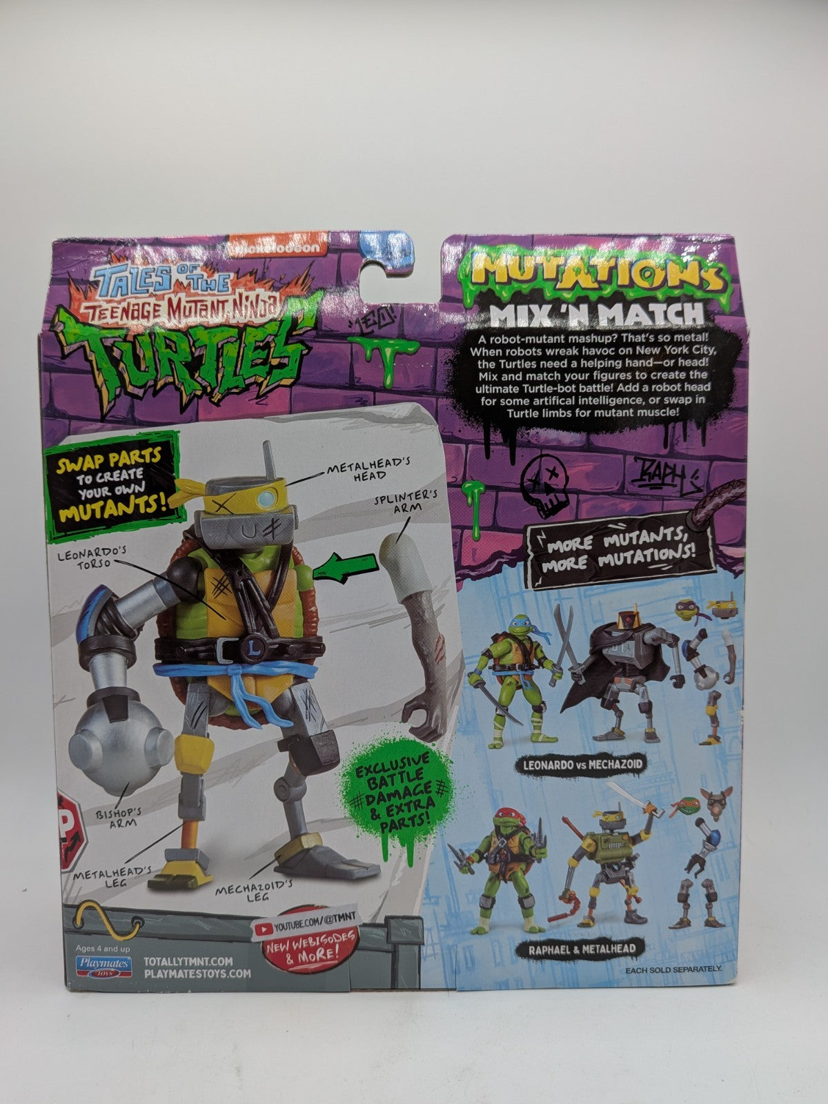 Playmates 2024 TMNT Mix 'N Match Leonardo vs Mechazoid Action Figures 