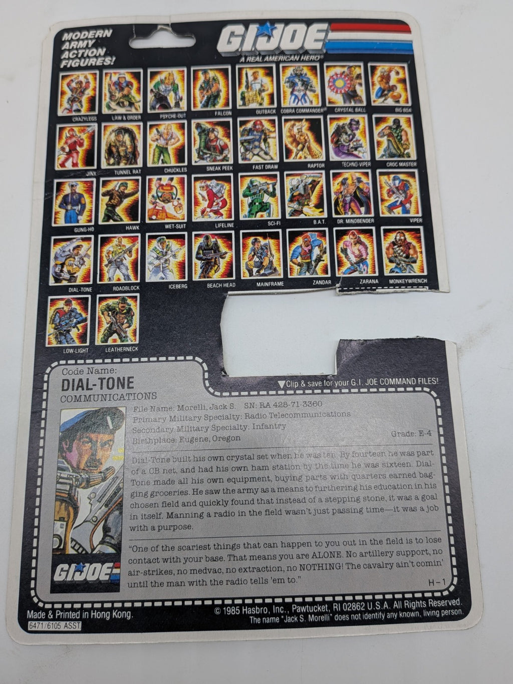 Hasbro 1986 G.I. Joe Dial-Tone Action Figure (Complete) (READ)