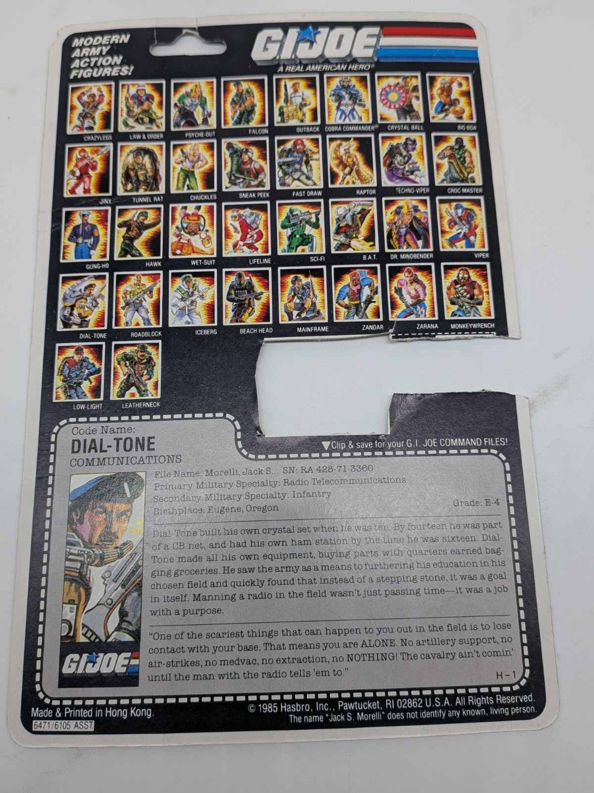 Hasbro 1986 G.I. Joe Dial-Tone Action Figure (Complete) (READ)