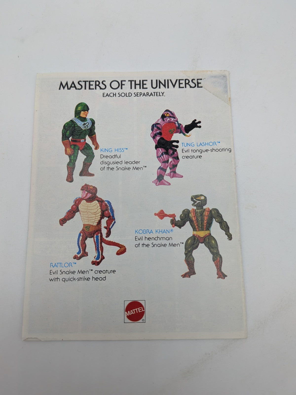 Mattel 1985 Masters of the Universe King Hiss Action Figure (Complete) w/Comic