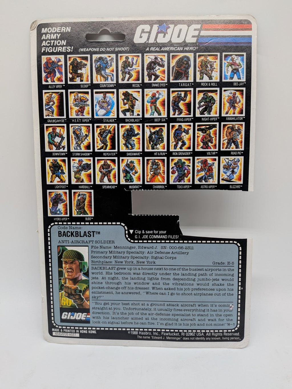 Hasbro 1989 G.I. Joe Backblast Action Figure (Complete)