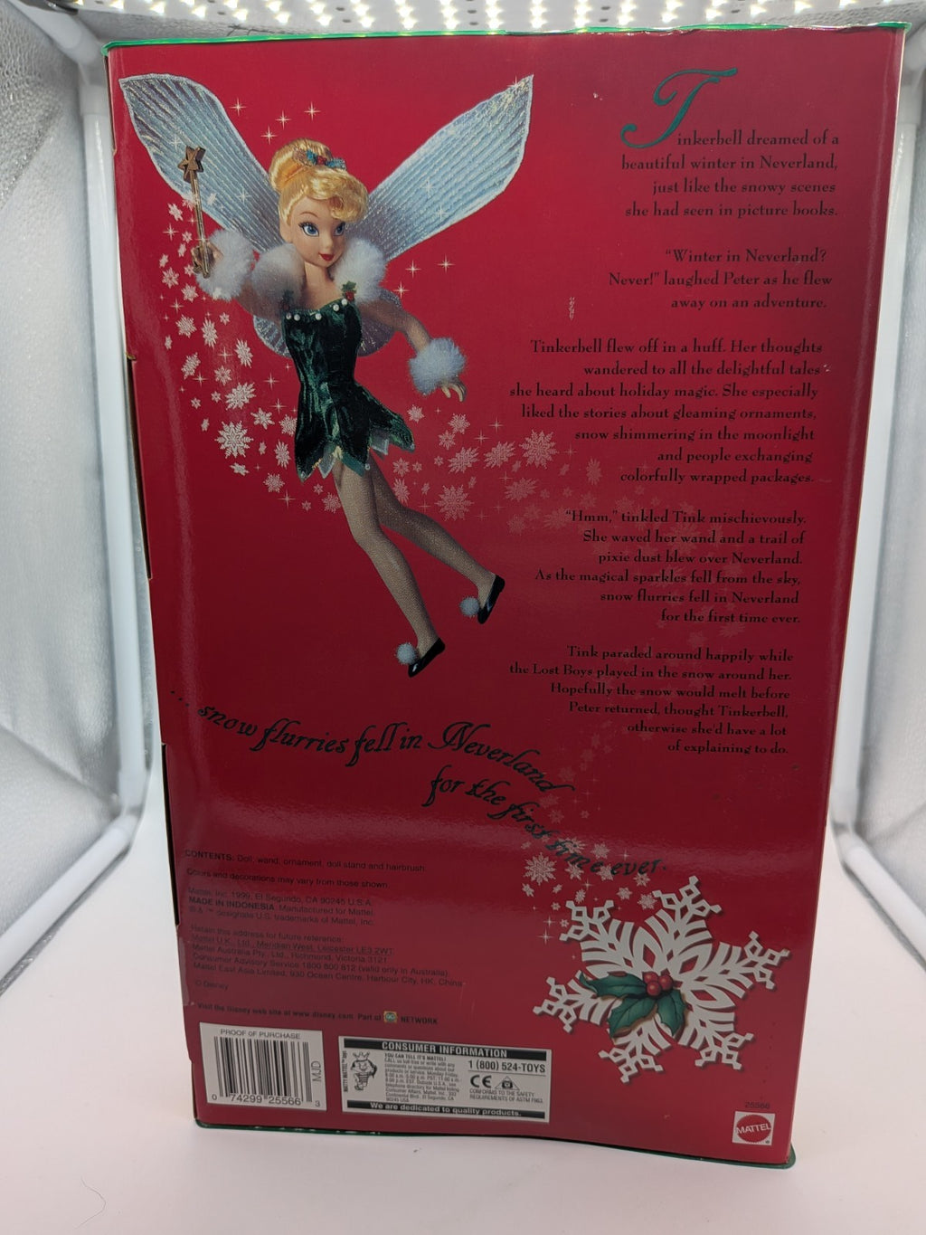 Mattel 1999 Disney Peter Pan Holiday Sparkle Tinkerbell Doll 