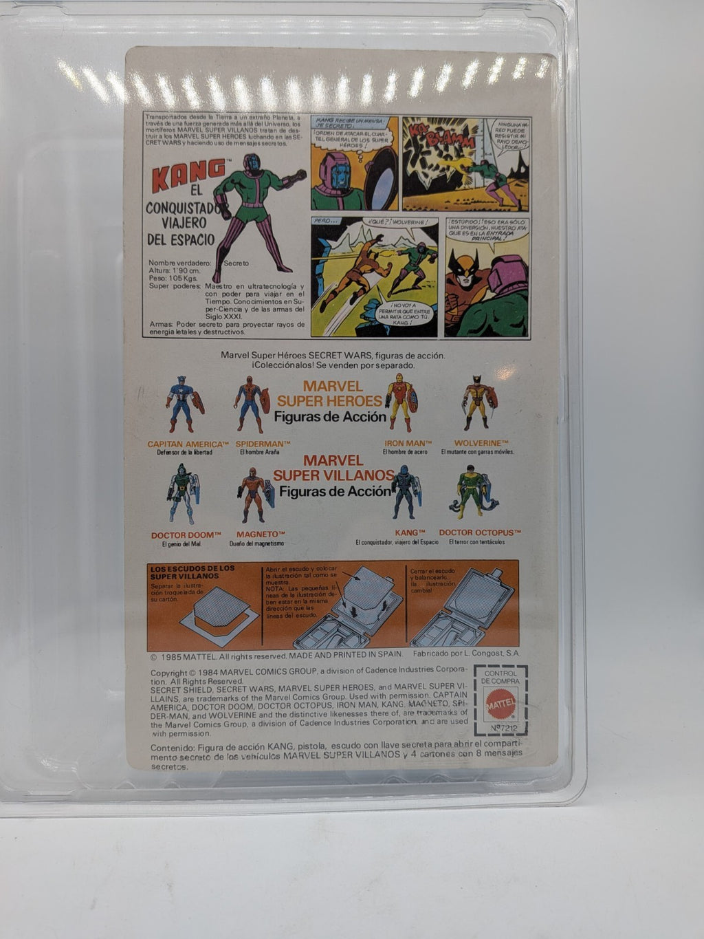 Mattel 1985 Marvel Super Heroes Secret Wars Kang Spanish Card Variant