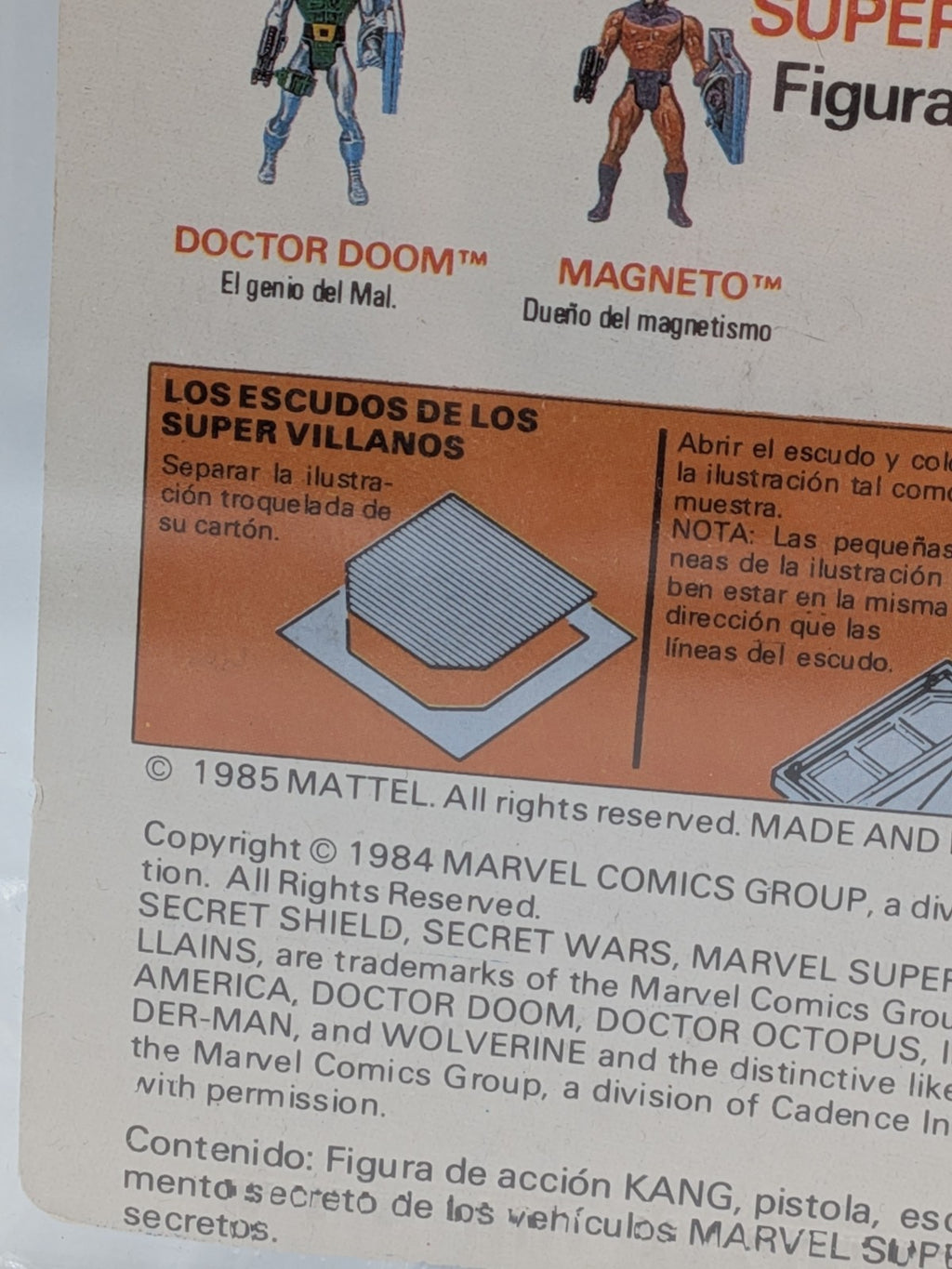 Mattel 1985 Marvel Super Heroes Secret Wars Kang Spanish Card Variant