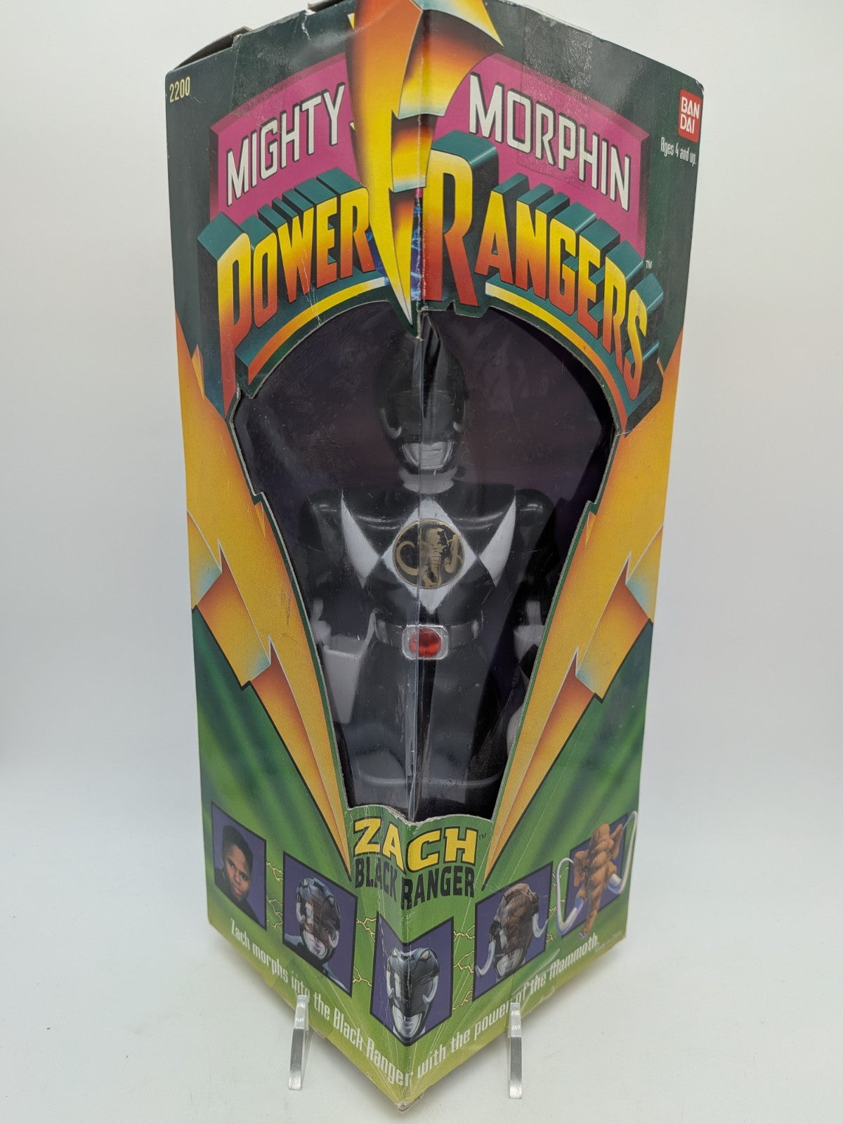 Bandai 1993 Mighty Morphin Power Rangers Zack Black Ranger 8" 