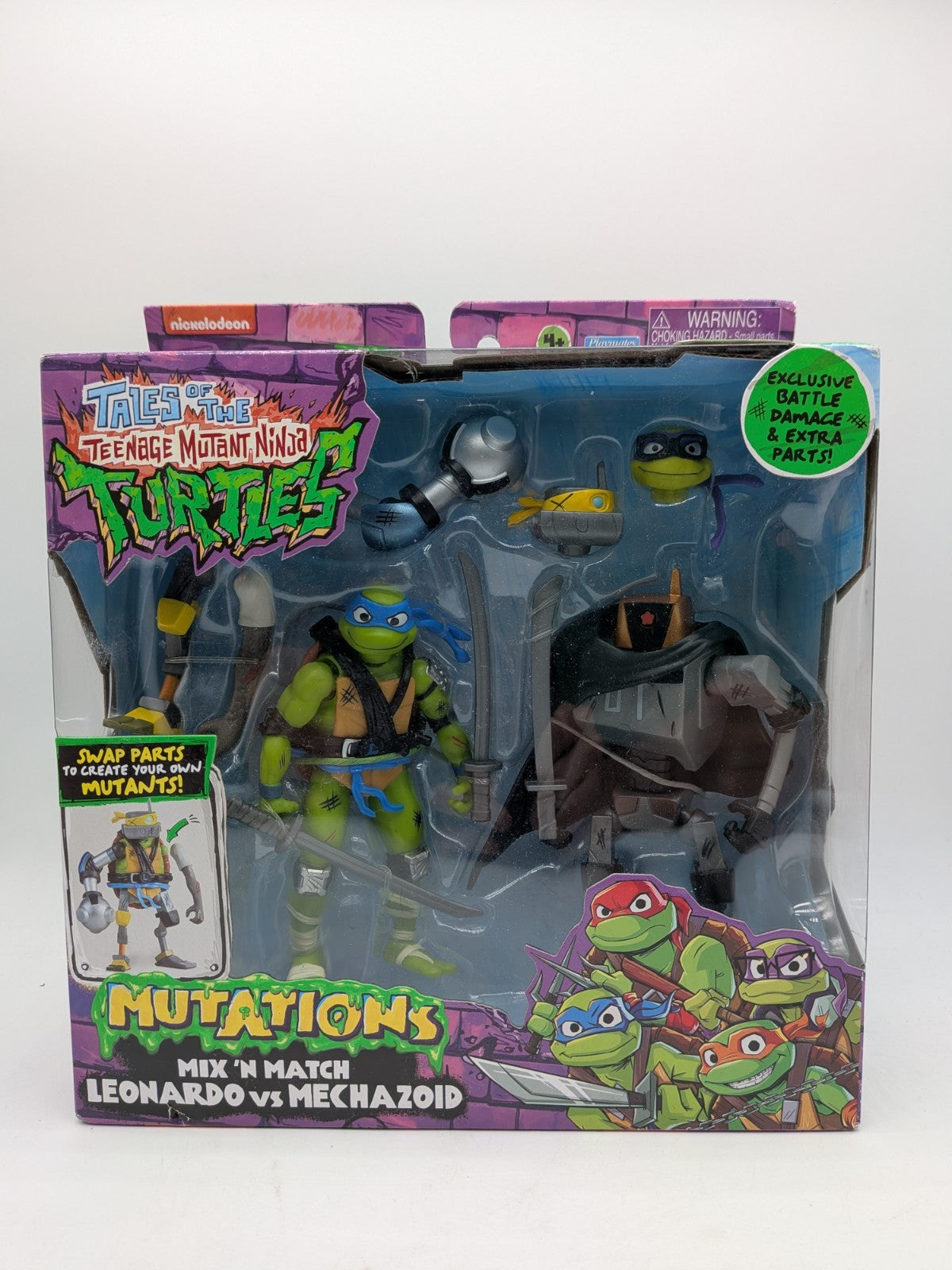 Playmates 2024 TMNT Mix 'N Match Leonardo vs Mechazoid Action Figures 