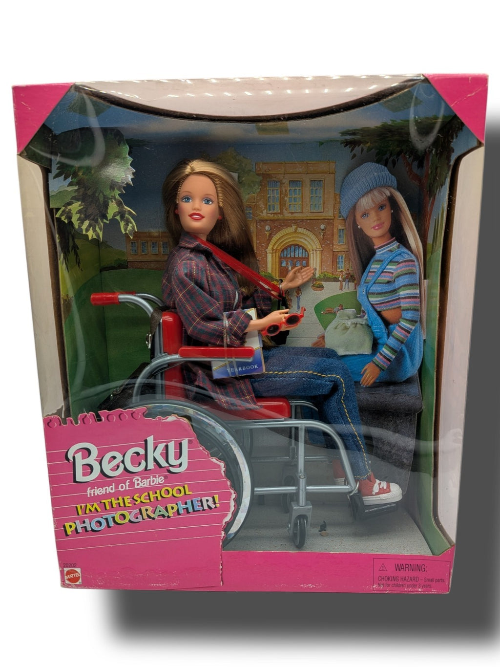 Mattel 1998 Barbie Share a Smile Becky I'm The School Photographer!