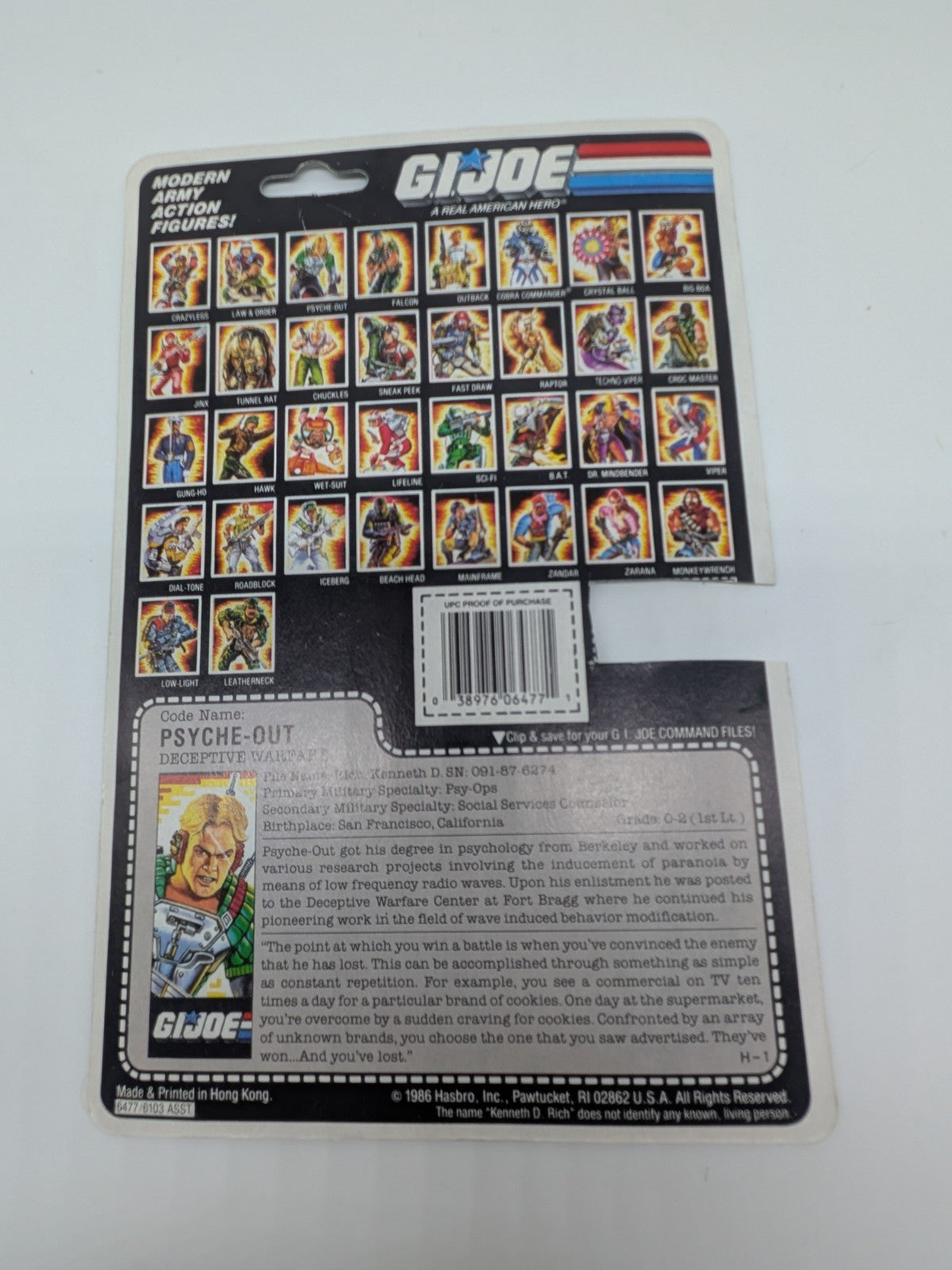 Hasbro 1987 G.I. Joe Psyche-Out Action Figure (Complete)
