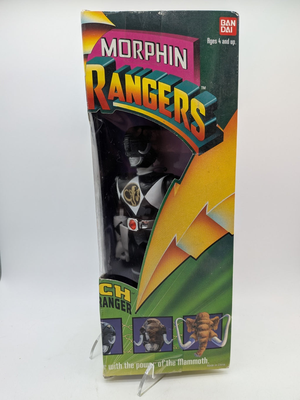 Bandai 1993 Mighty Morphin Power Rangers Zack Black Ranger 8" 