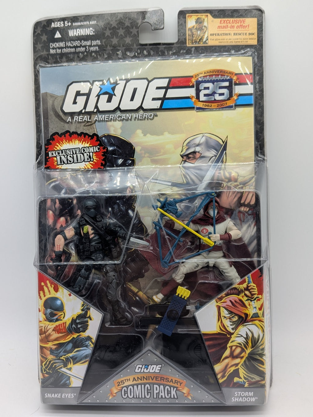 Hasbro 2008 G.I. Joe 25th Anniversary Comic Pack Snake Eyes & Storm Shadow