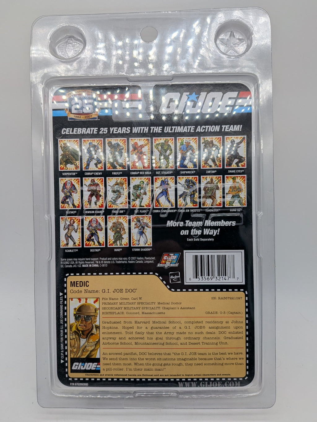 Hasbro 2007 G.I. Joe 25th Anniversary MEDIC Code Name: G.I. Joe Doc Figure 