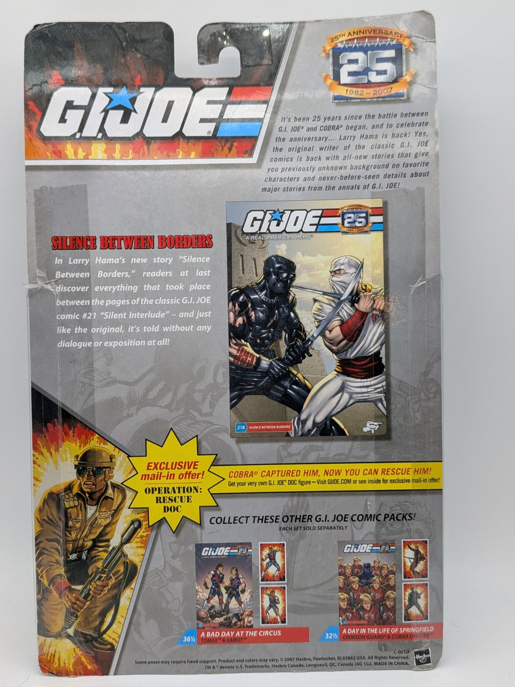 Hasbro 2008 G.I. Joe 25th Anniversary Comic Pack Snake Eyes & Storm Shadow