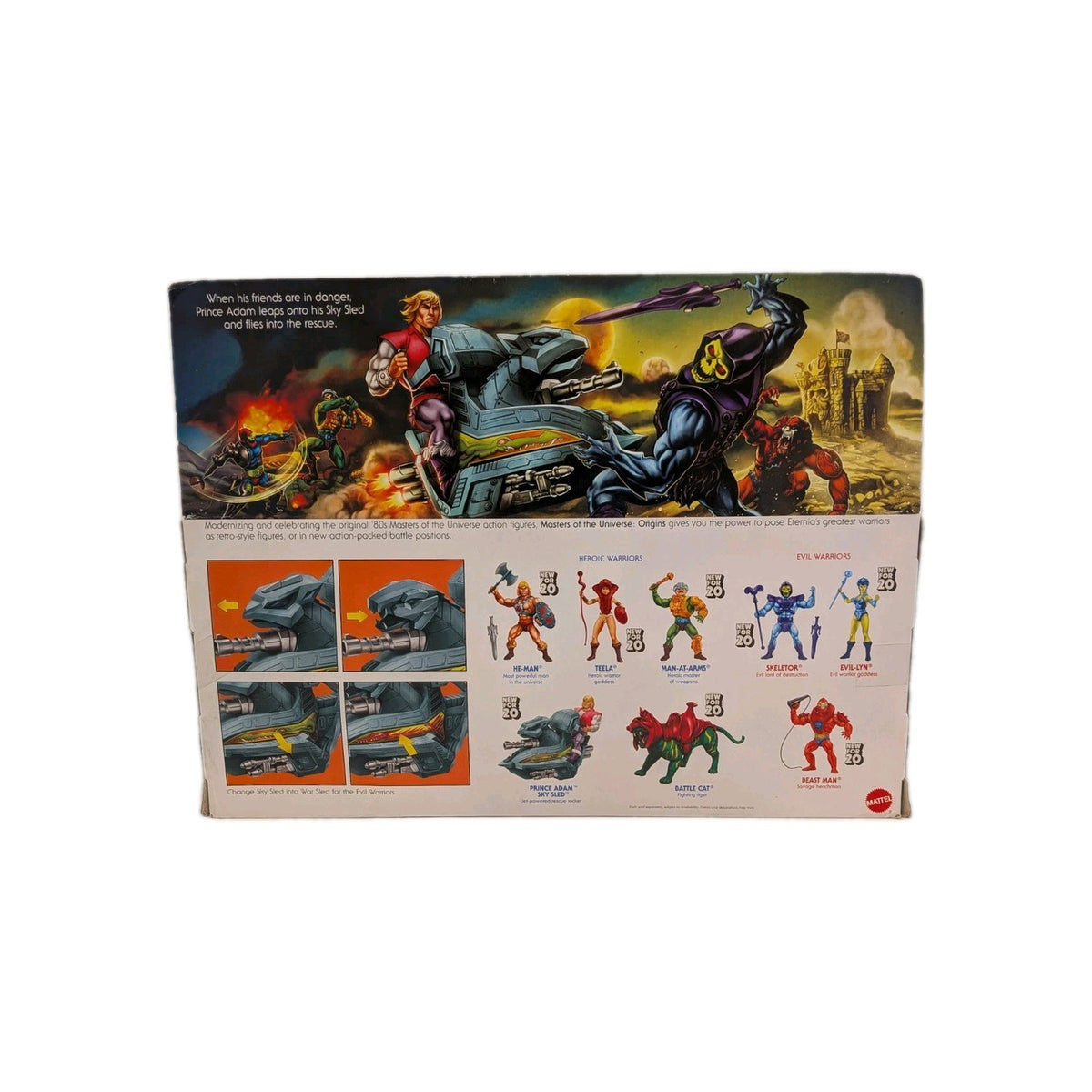 Mattel 2020 Masters of the Universe Origins Prince Adam & Sky Sled Figure Set