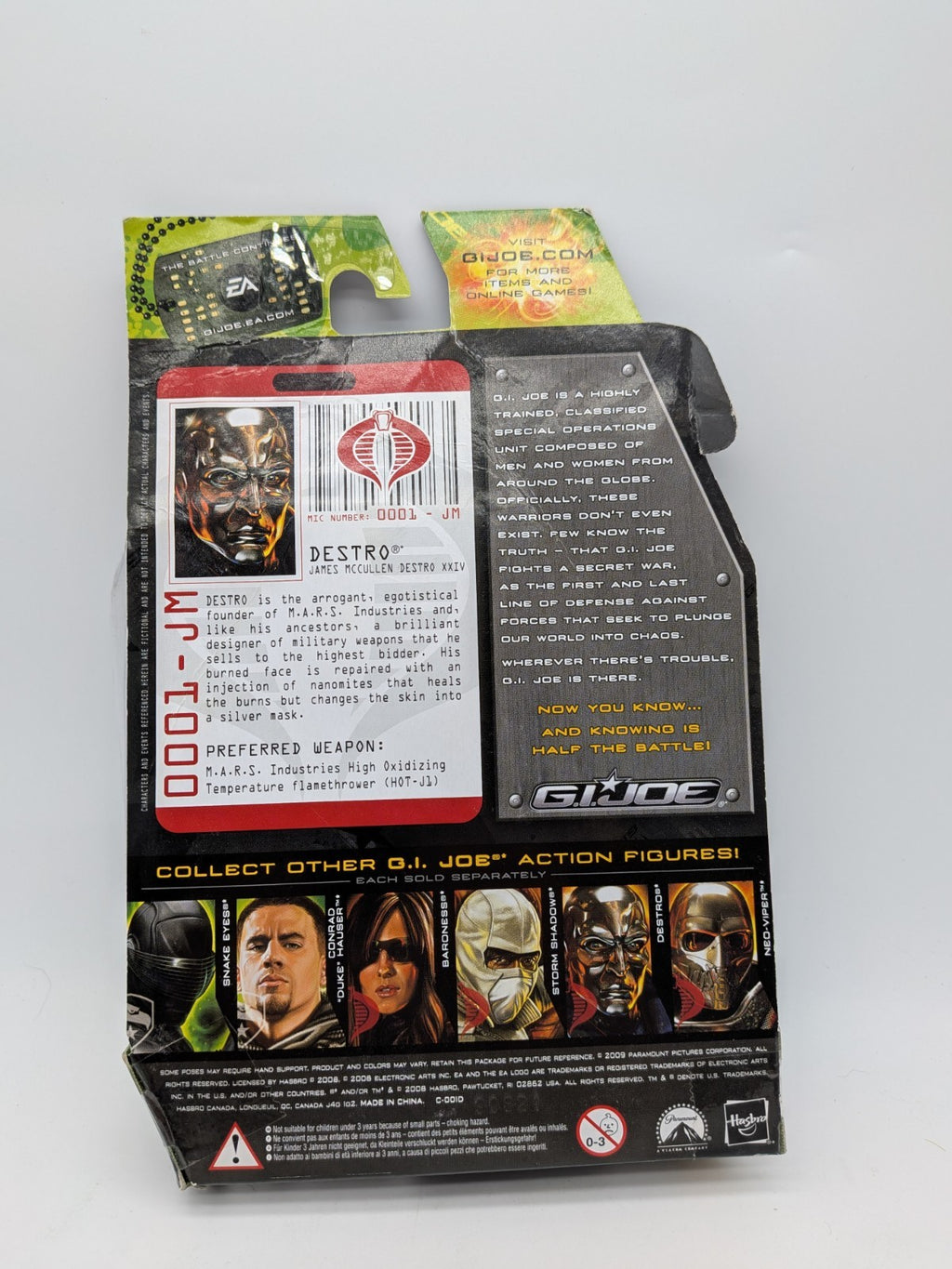 Hasbro 2009 G.I. Joe: The Rise of Cobra Destro (Weapons Supplier) Action Figure 