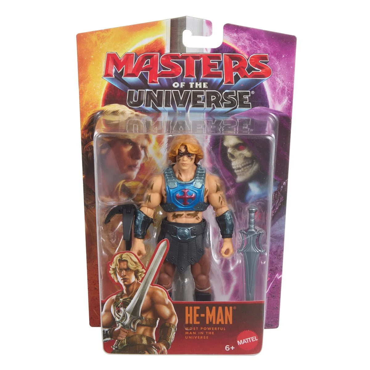 He-Man action figure in packaging with 'Masters of the Universe' branding