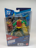 Action figure of Robin in packaging with DC logo