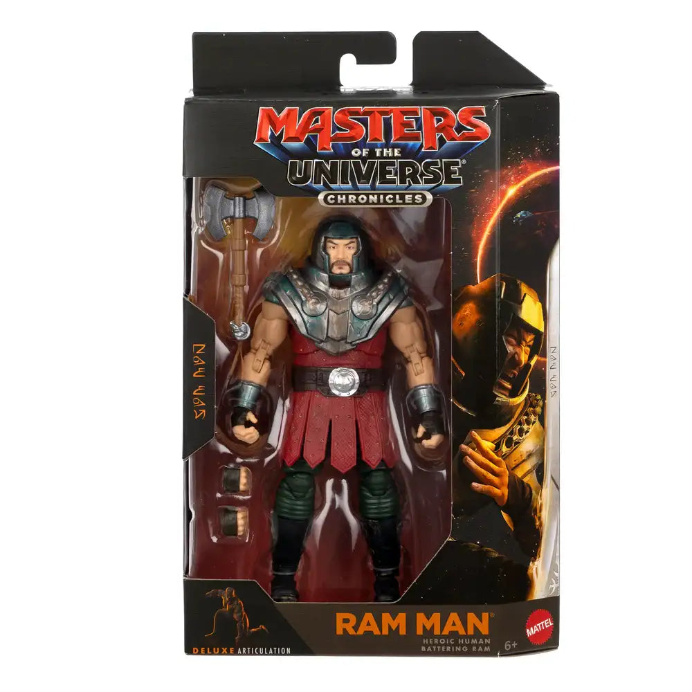 Masters of the Universe Ram Man figure in packaging on a white background