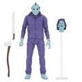 Video Game Jason Vorhees in purple outfit with blue mask and accessories on a white background