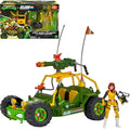 Toy vehicle with figure and packaging featuring 'Turtles' and 'G.I. Joe' branding.