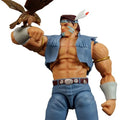 Street Fighter T. Hawk with Native American attire and eagle on shoulder against a white background