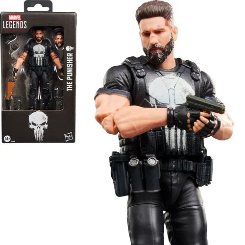 Action figure of The Punisher with packaging in the background