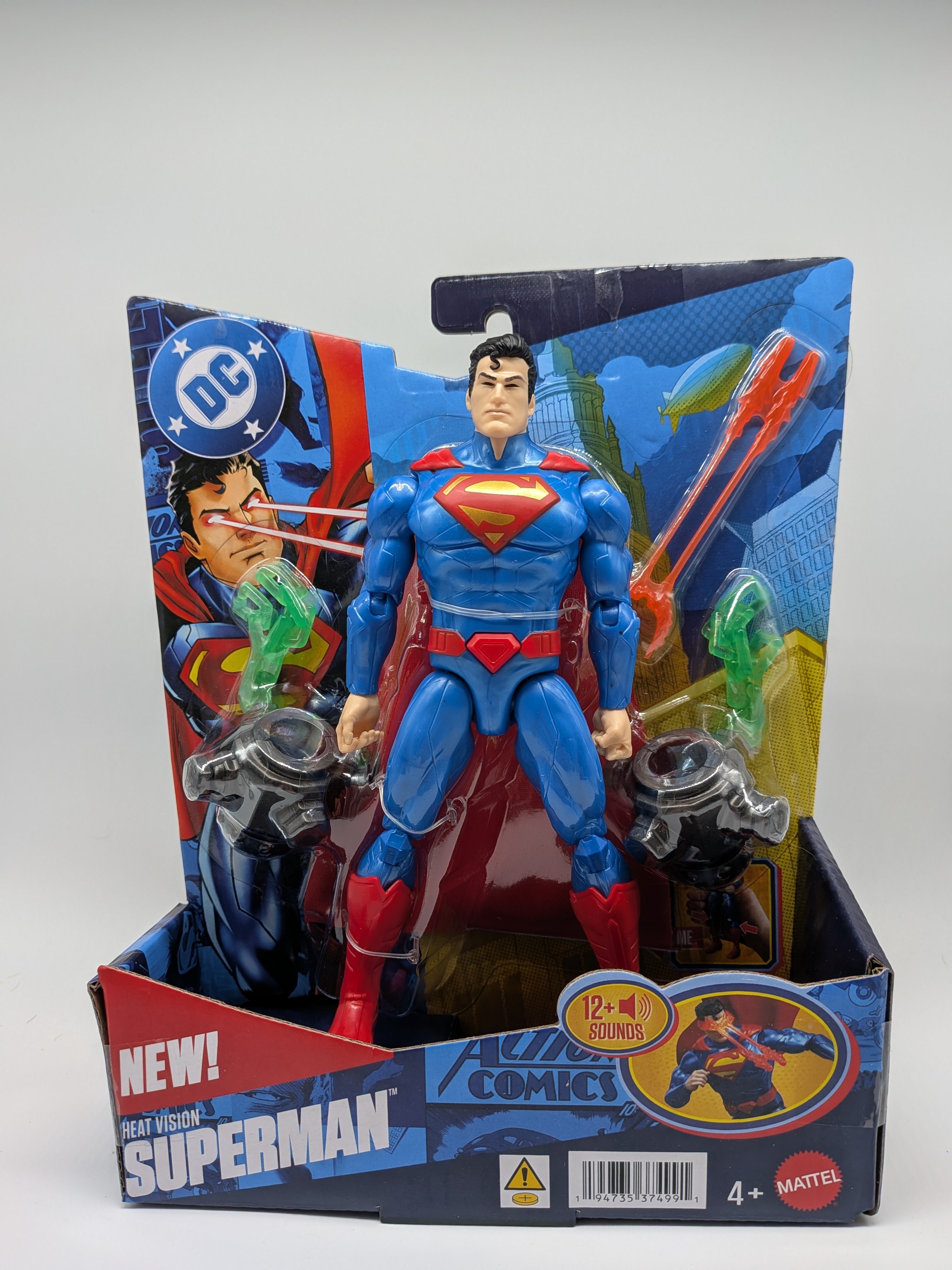 Superman action figure in packaging with DC Comics branding