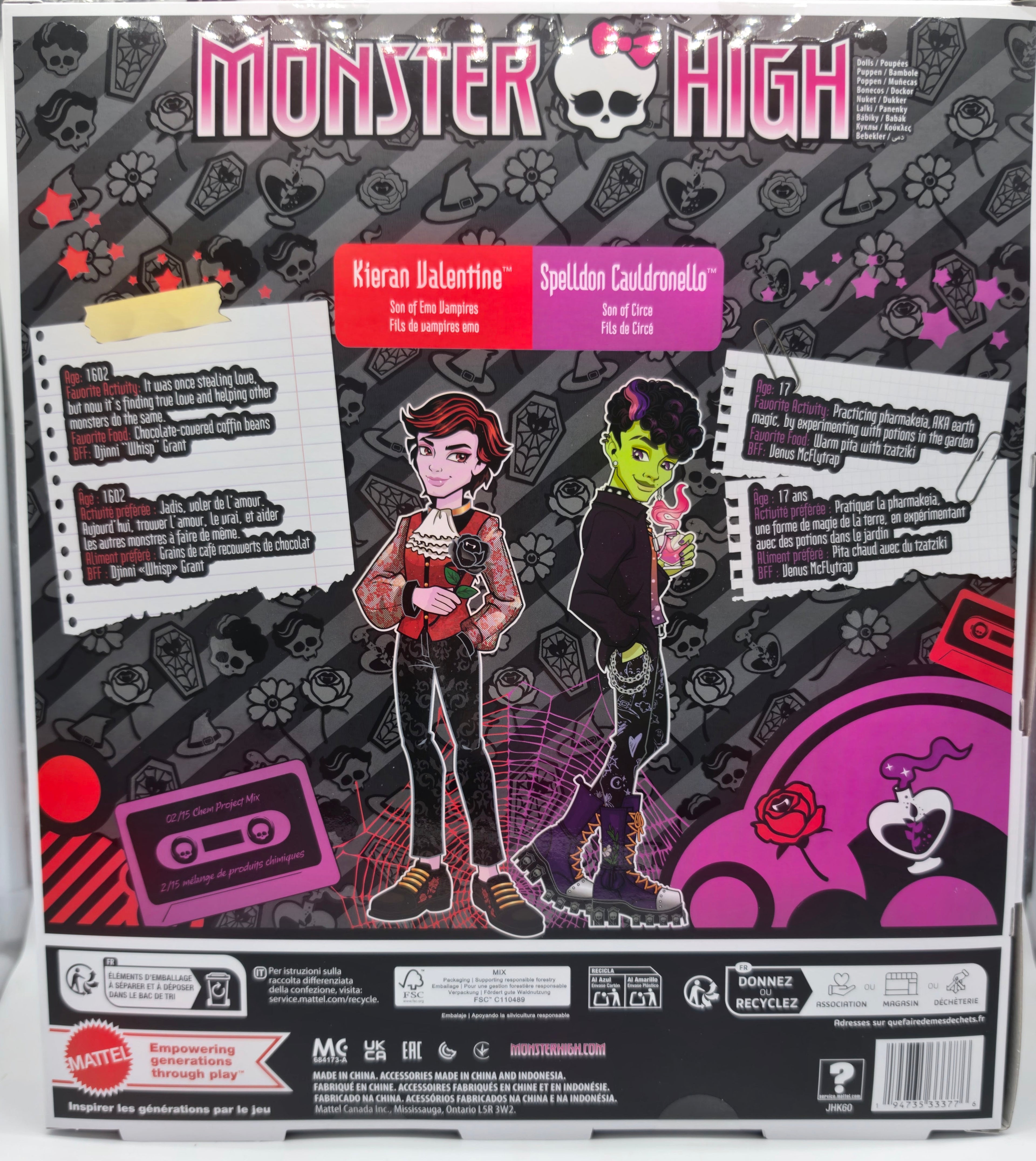 Mattel Monster High Kieran Valentine and Spelldon Cauldronello Dolls 2-Pack