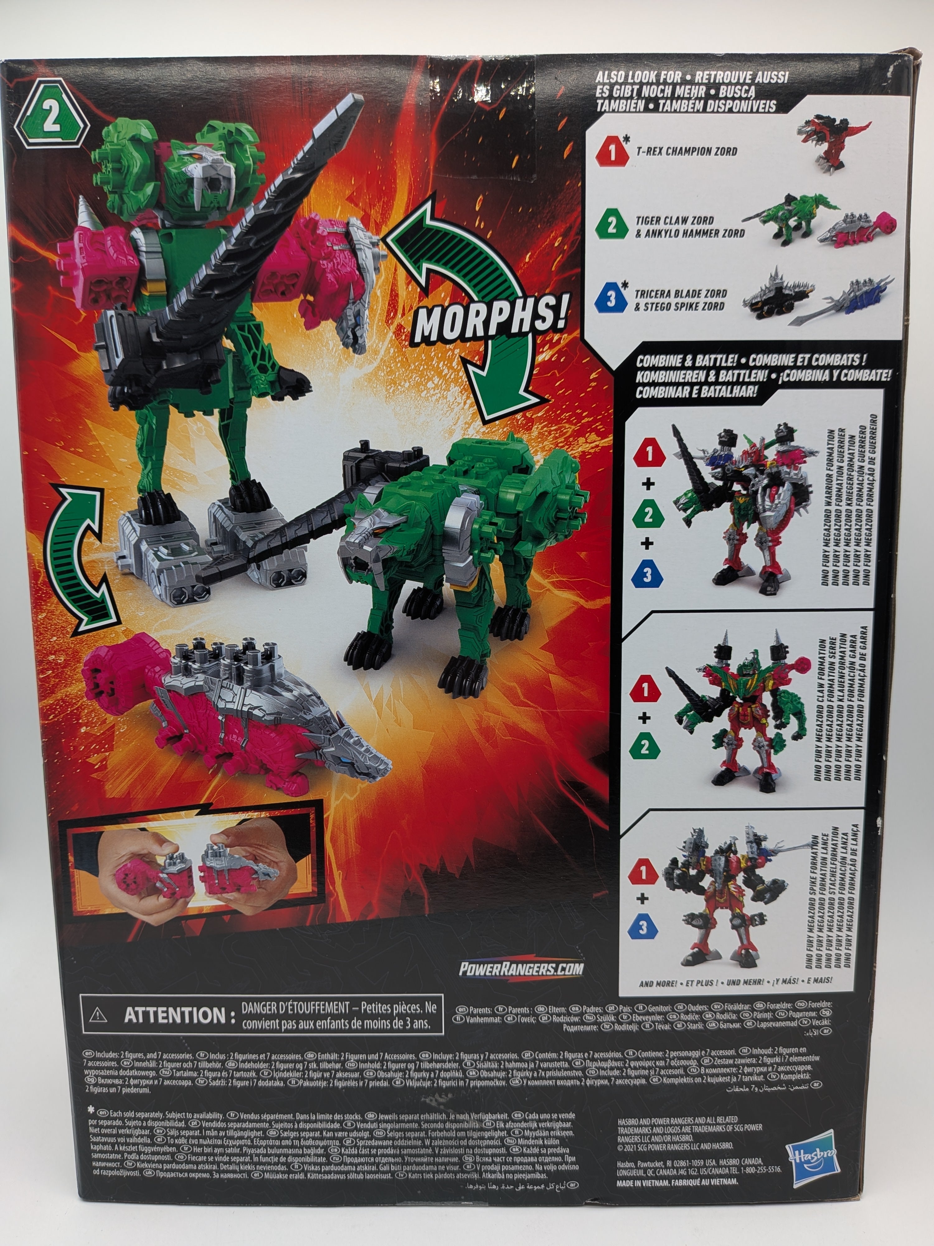 Hasbro 2021 Power Rangers Dino Fury Ankylo Hammer & Tiger Claw Zord Set
