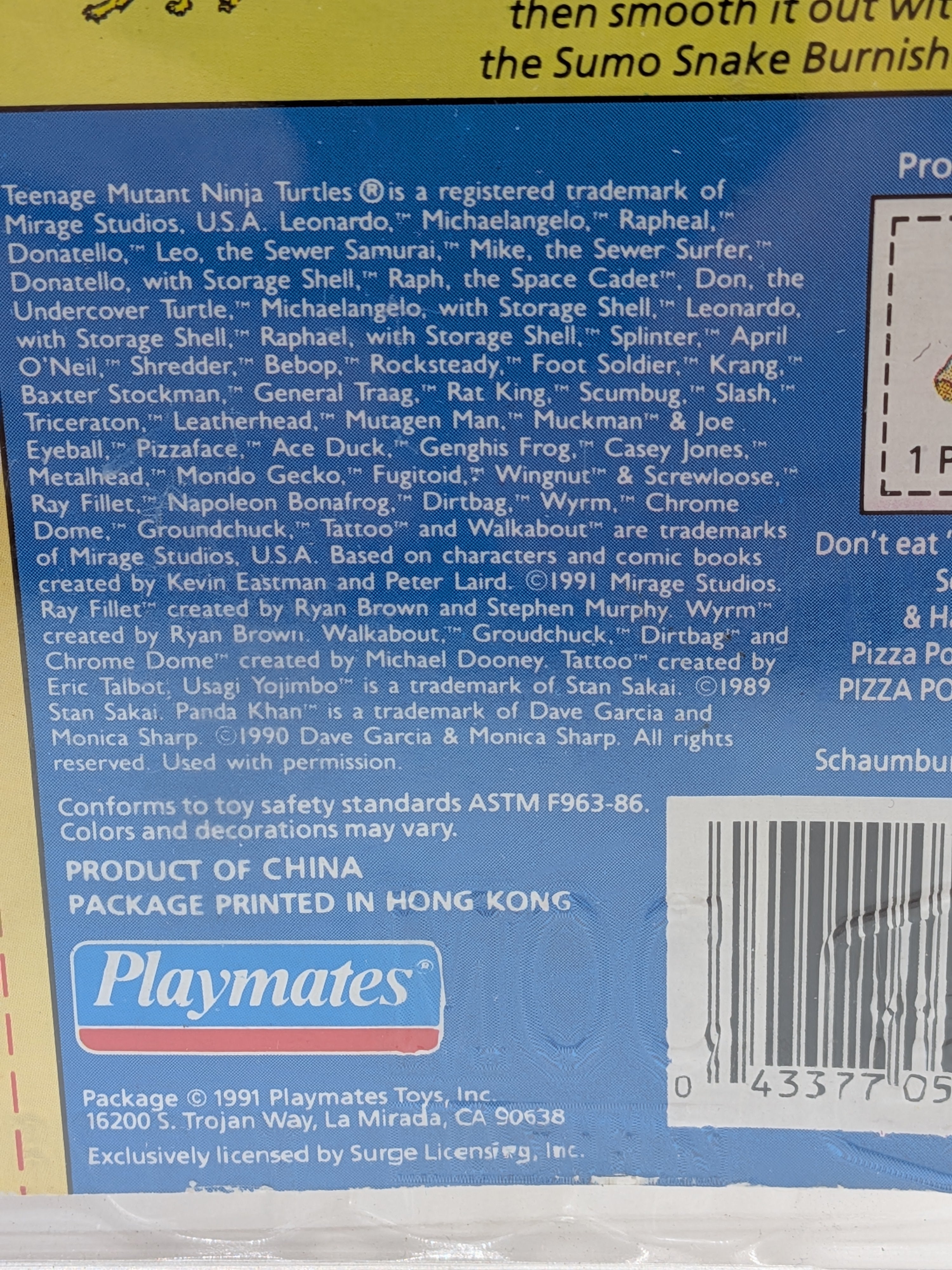Playmates 1991 Teenage Mutant Ninja Turtles Tattoo - New on Card