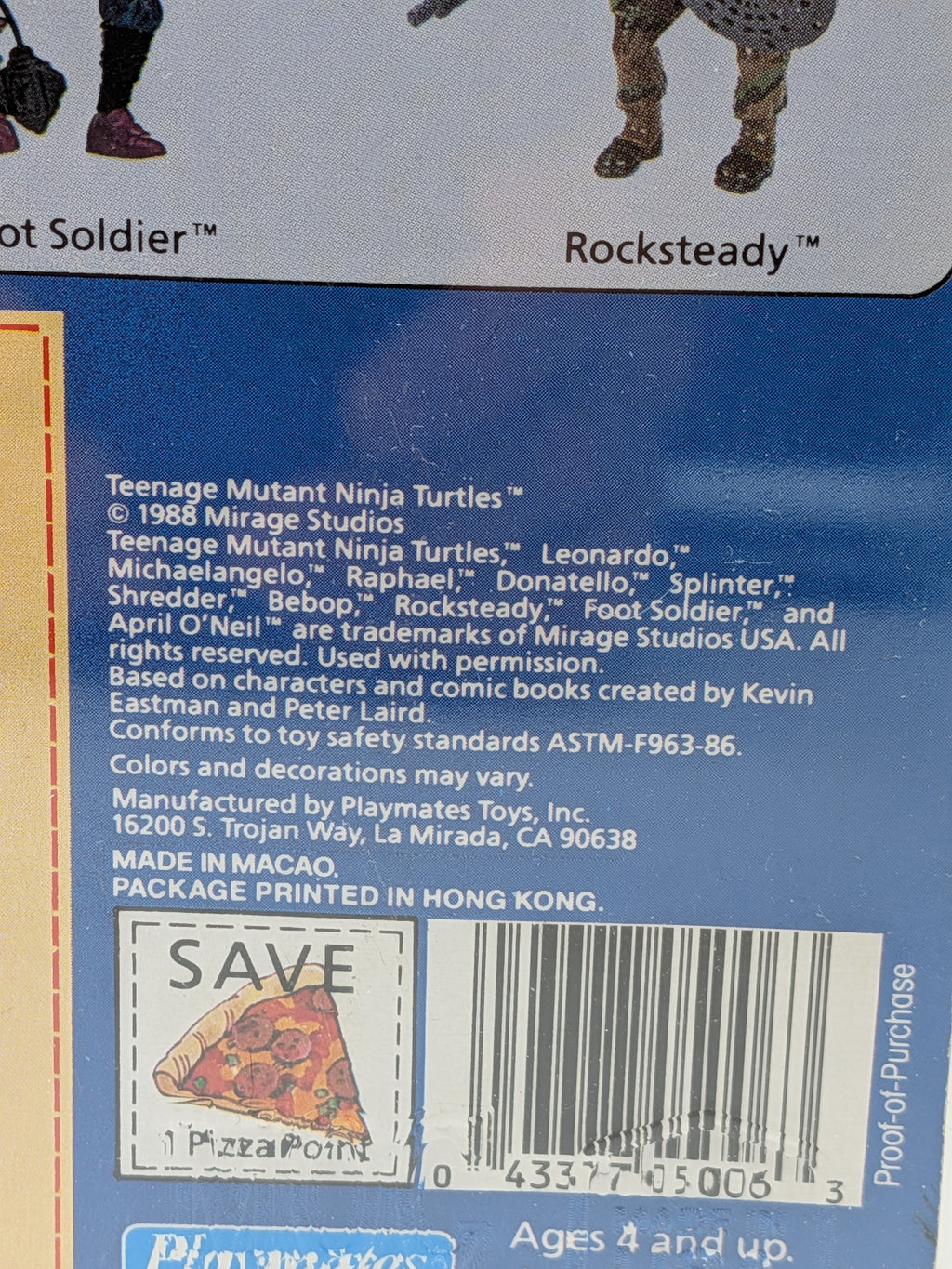 Playmates 1988 Teenage Mutant Ninja Turtles Splinter 10-Back Unpunched Action Figure
