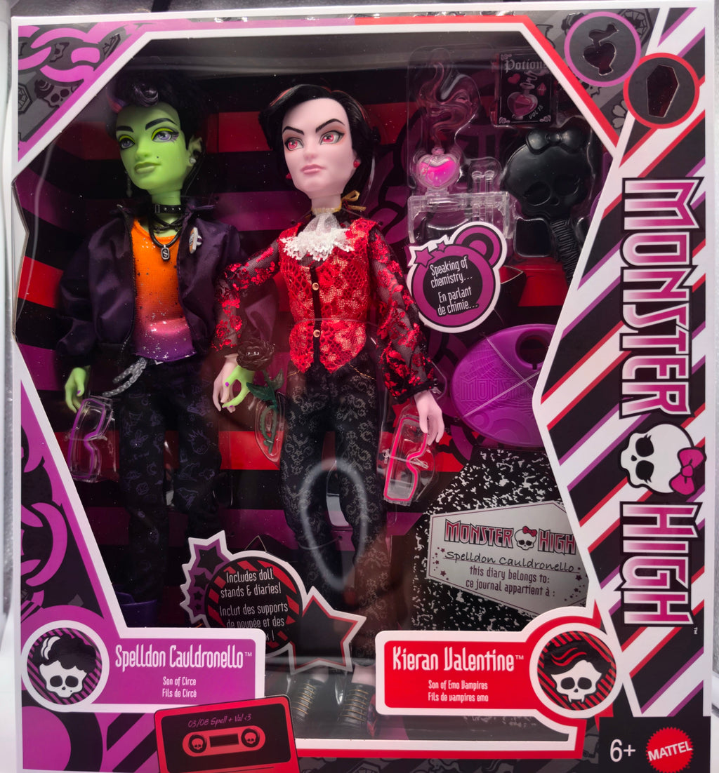 Mattel Monster High Kieran Valentine and Spelldon Cauldronello Dolls 2-Pack