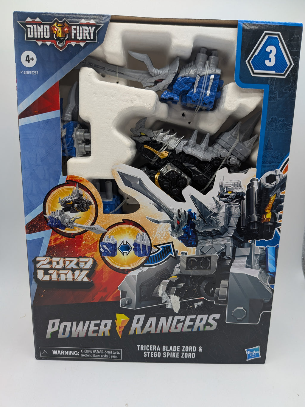 Hasbro 2021 Power Rangers Dino Fury Tricera Blade & Stego Spike Zord Set