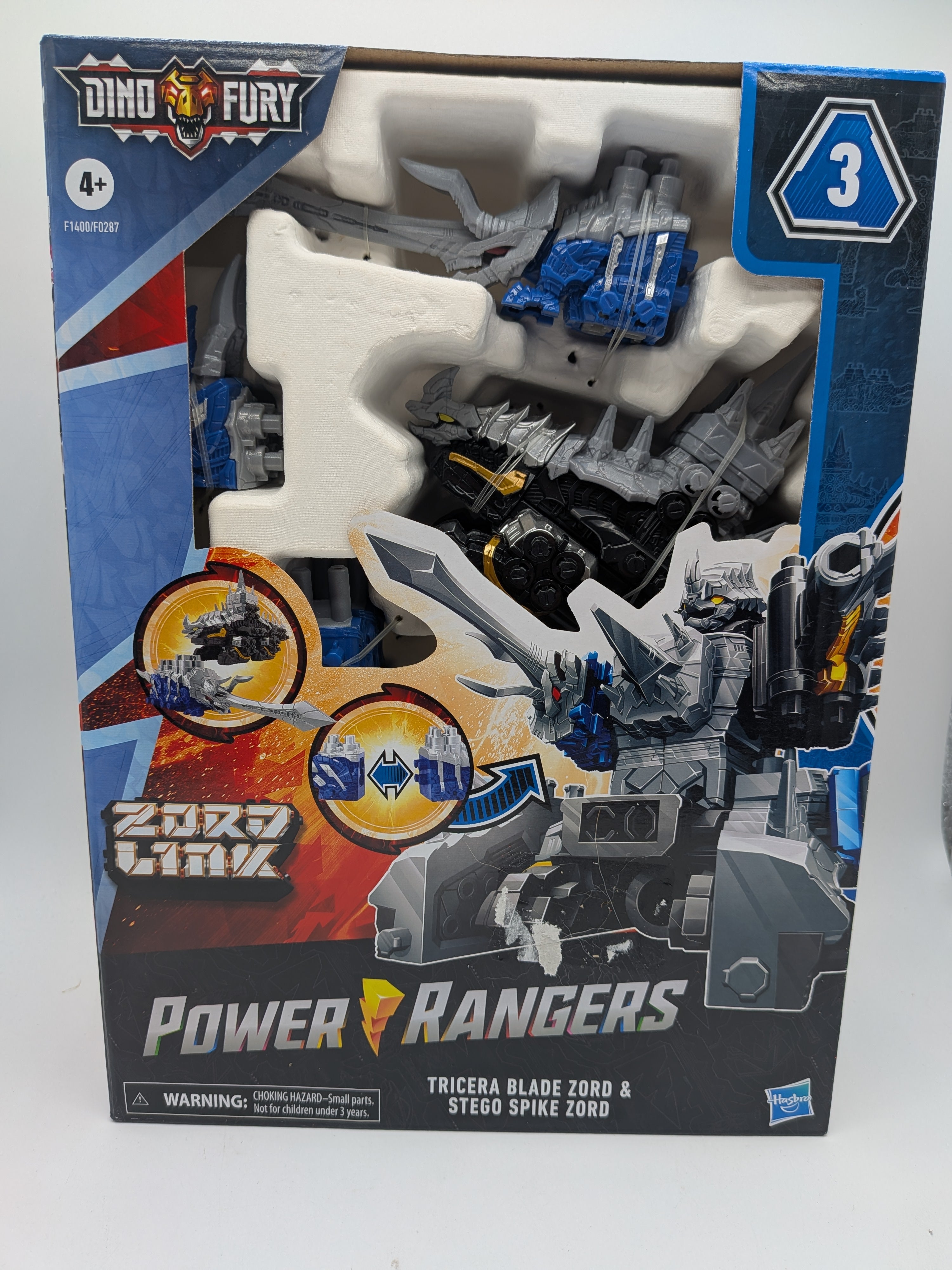 Hasbro 2021 Power Rangers Dino Fury Tricera Blade & Stego Spike Zord Set