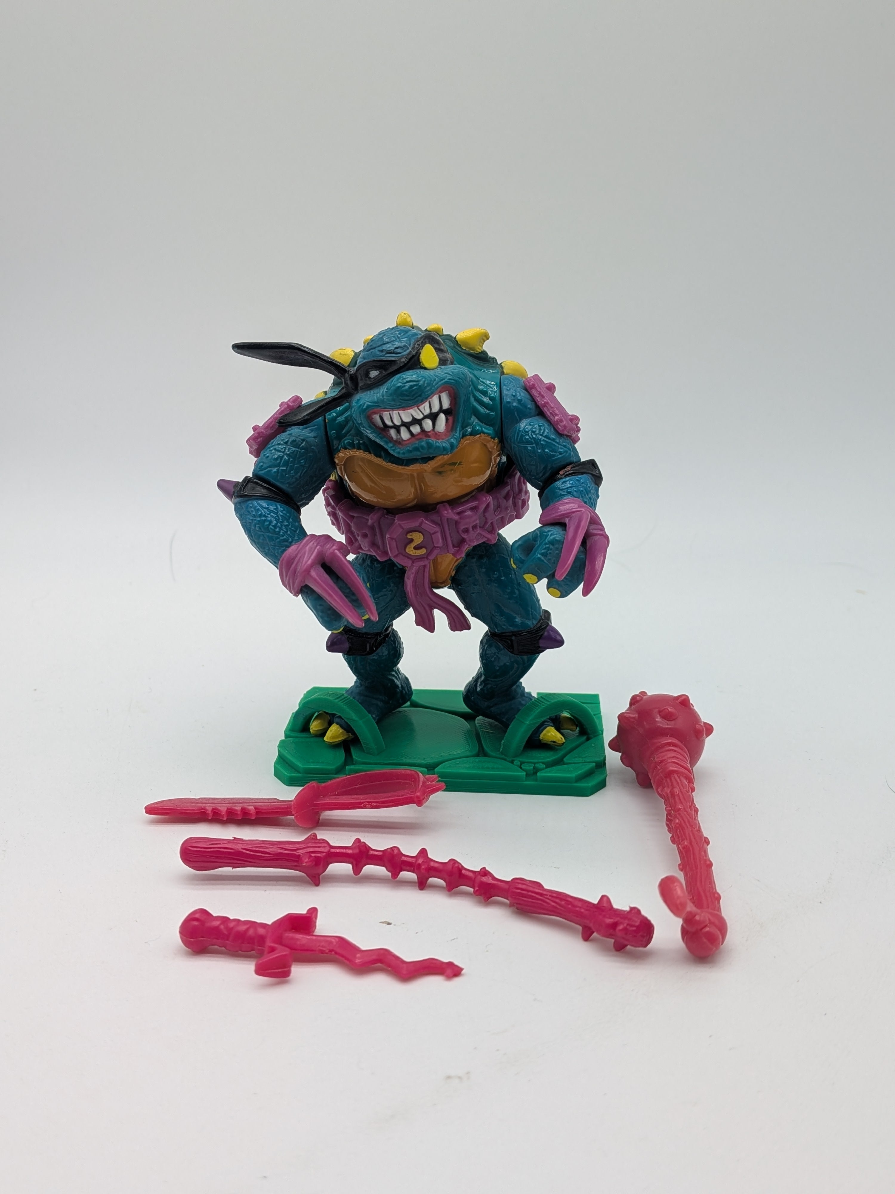 Playmates 1990 Teenage Mutant Ninja Turtles Slash Purple Belt Yellow "S" Complete