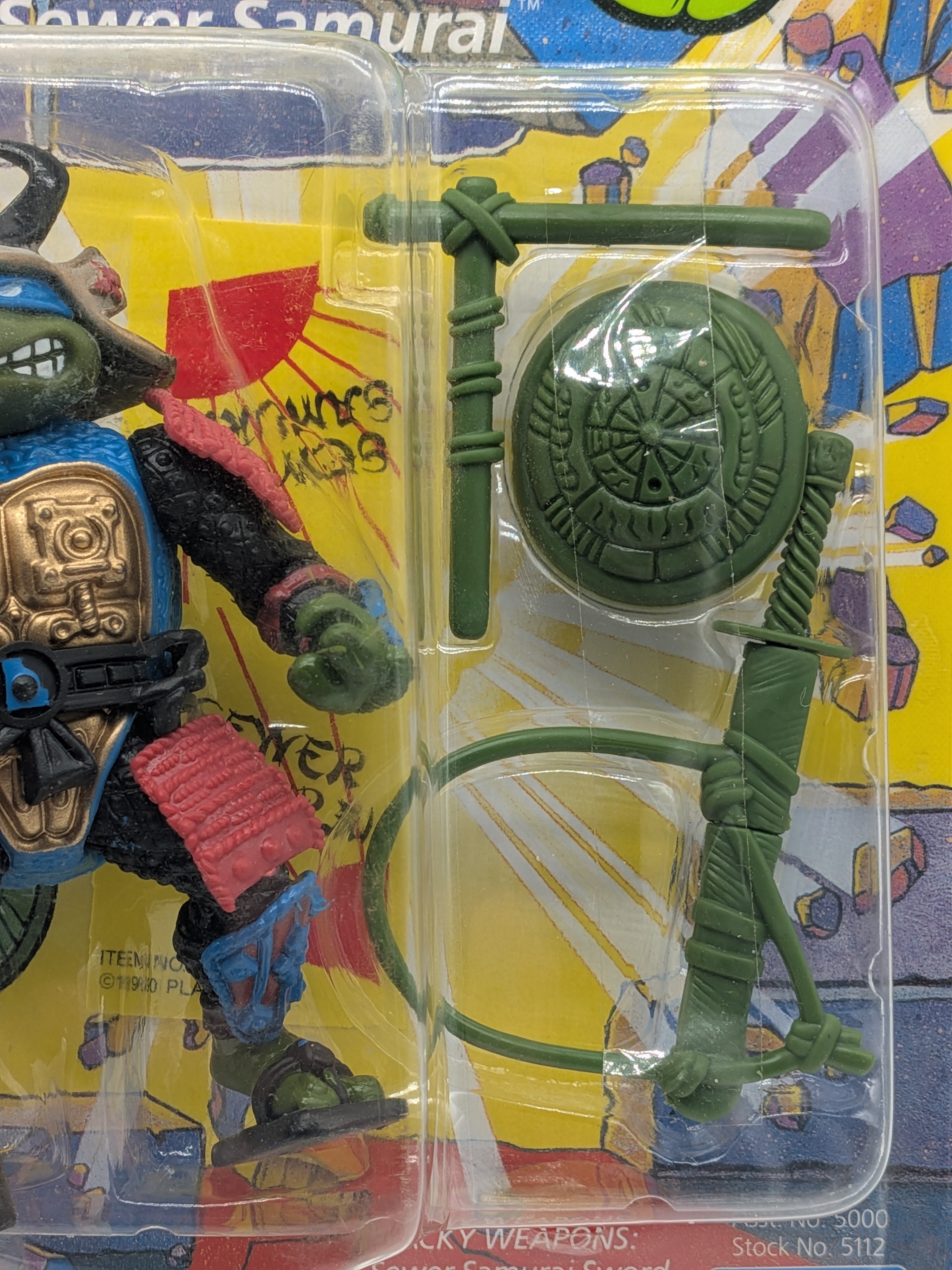 Playmates 1990 Teenage Mutant Ninja Turtles Leo The Sewer Samurai - Sealed on Card (Unpunched)