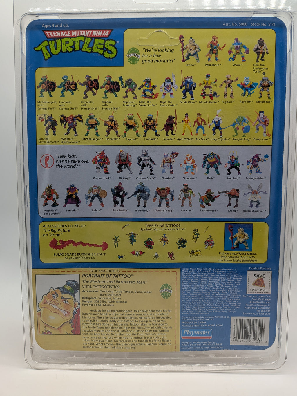 Playmates 1991 Teenage Mutant Ninja Turtles Tattoo - New on Card