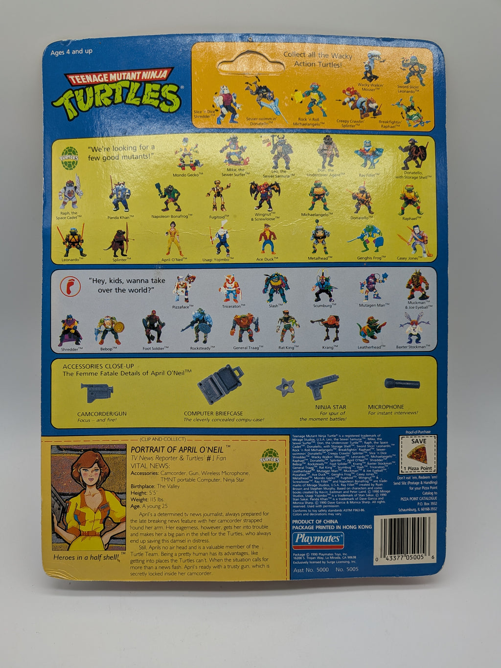 Playmates 1990 Teenage Mutant Ninja Turtles April O'Neil - Sealed and Unpunched