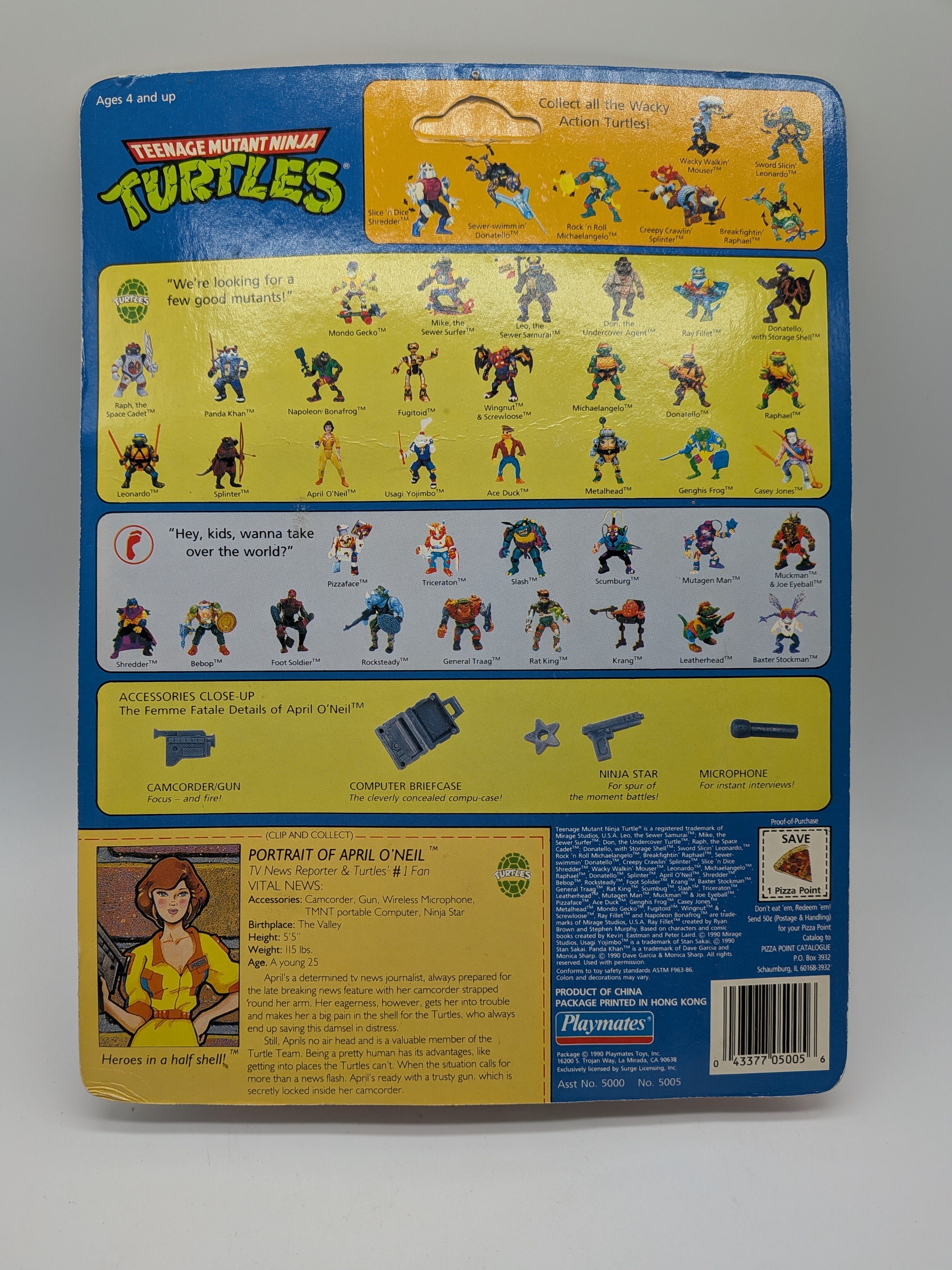 Playmates 1990 Teenage Mutant Ninja Turtles April O'Neil - Sealed and Unpunched
