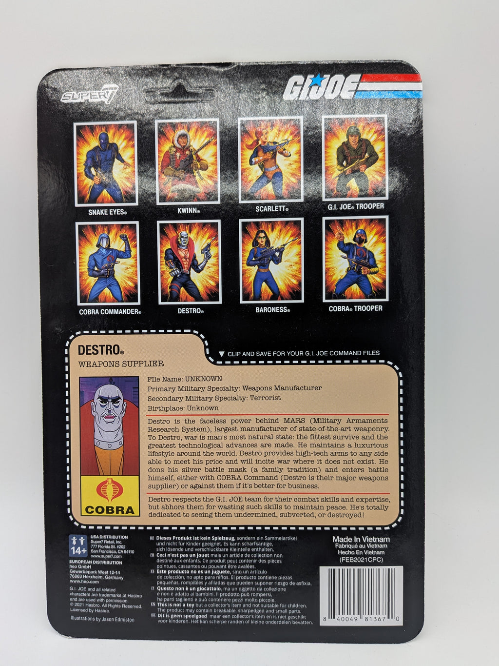 Super7 2021 G.I. Joe Destro 3.75" Action Figure