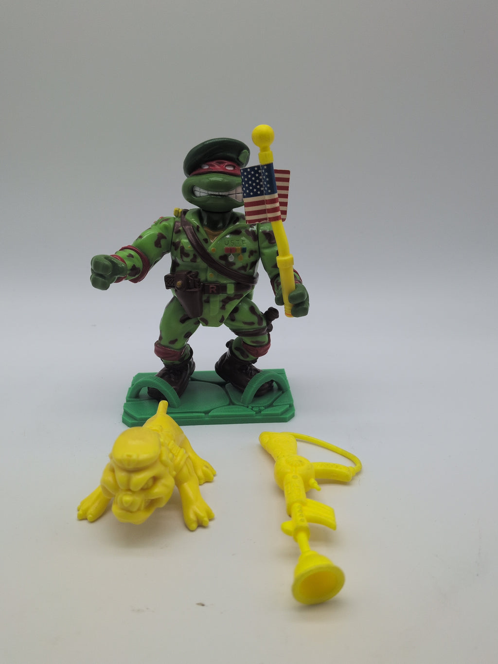 Playmates 1991 Teenage Mutant Ninja Turtles Green Beret Raphael - Loose (Complete)
