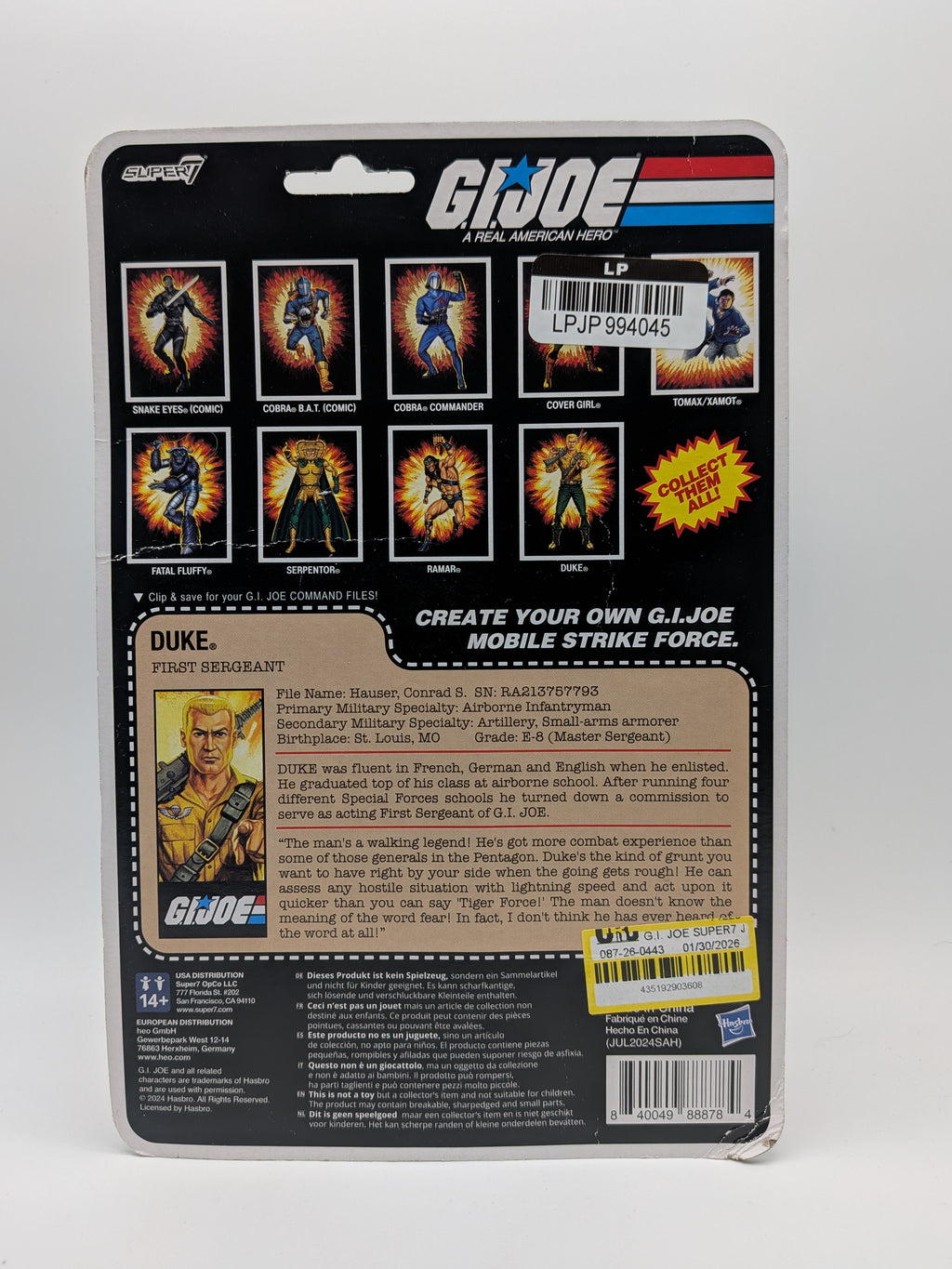 Super7 2025 ReAction G.I. Joe Duke First Sergeant 3.75" O-Ring