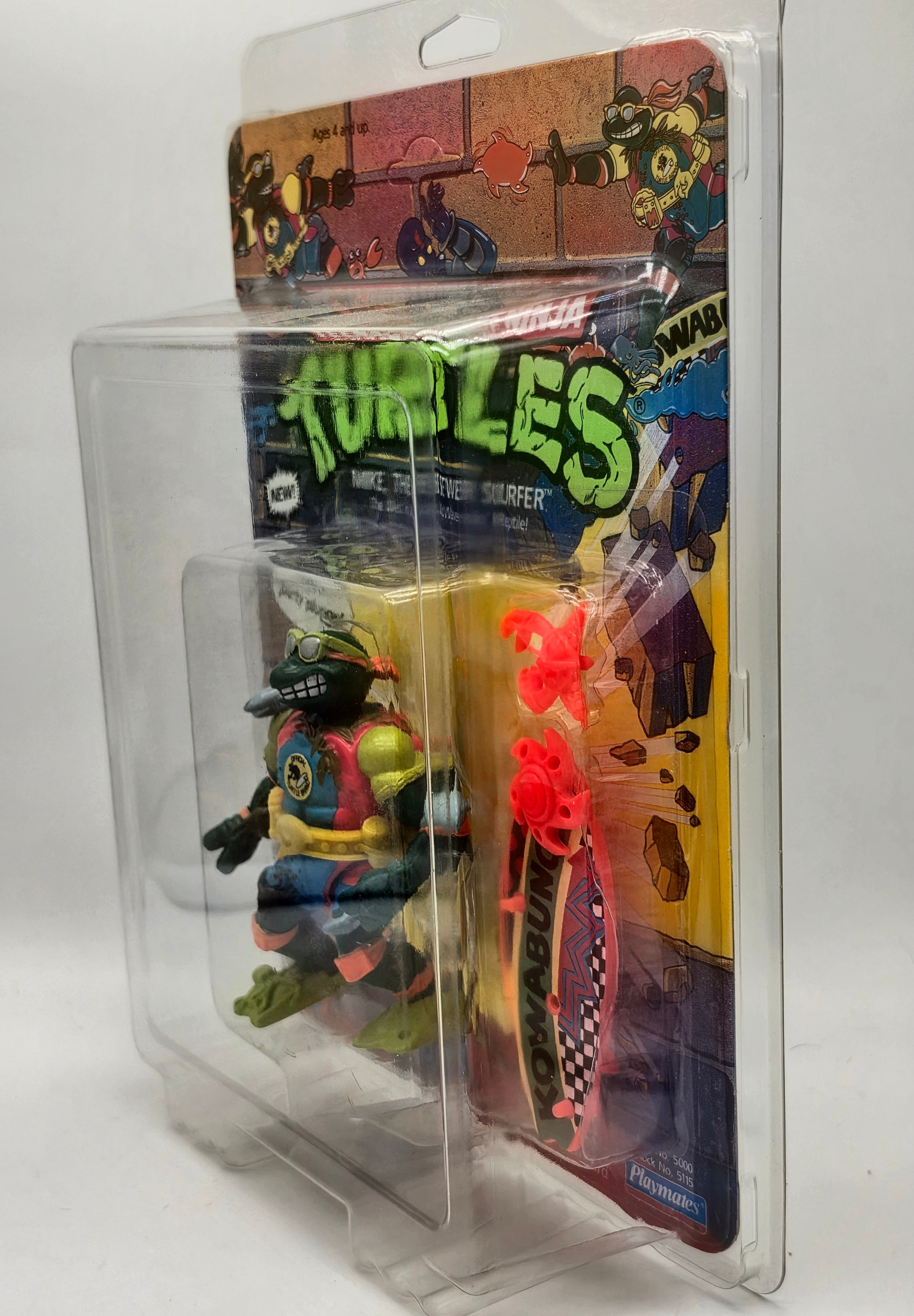 1990 Playmates Teenage Mutant Ninja Turtles TMNT "Mike, the Sewer Surfer" – Mint on Card (MOC), Unpunched