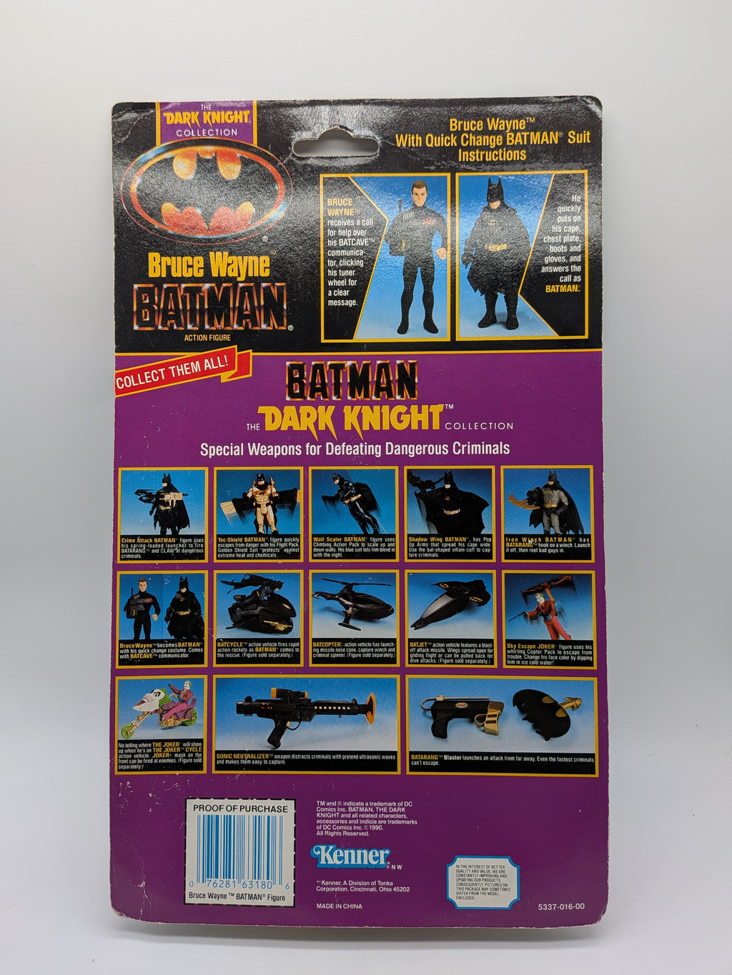 Kenner 1990 The Dark Knight Collection Bruce Wayne Batman - Sealed on Card