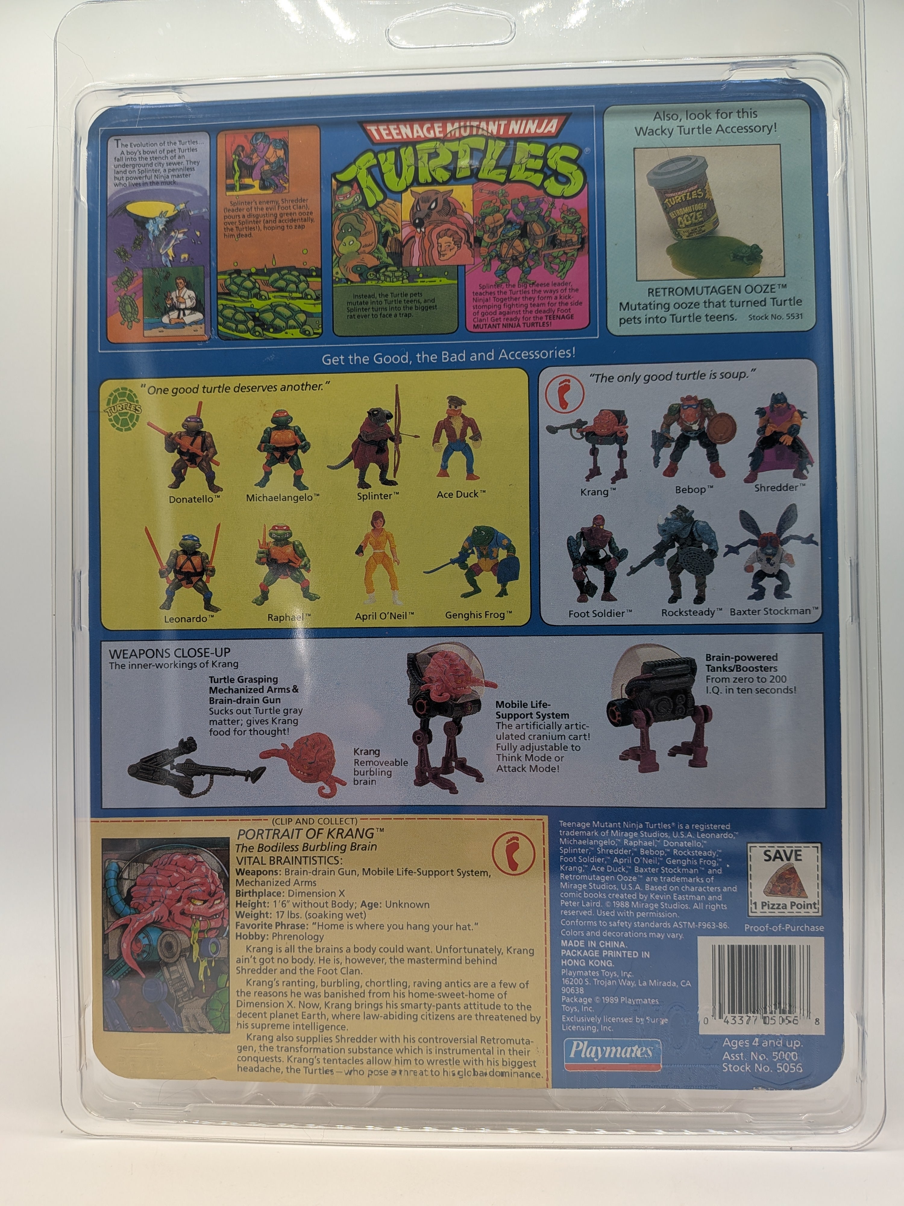 Playmates 1989 Teenage Mutant Ninja Turtles Krang - Sealed on Card