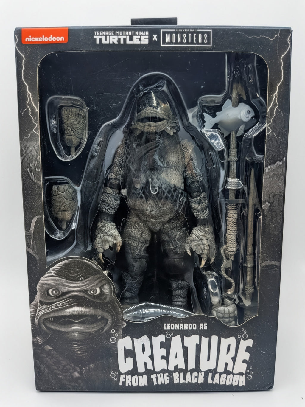 Universal Monsters x TMNT Leonardo as Creature From the Black Lagoon (Black and White)