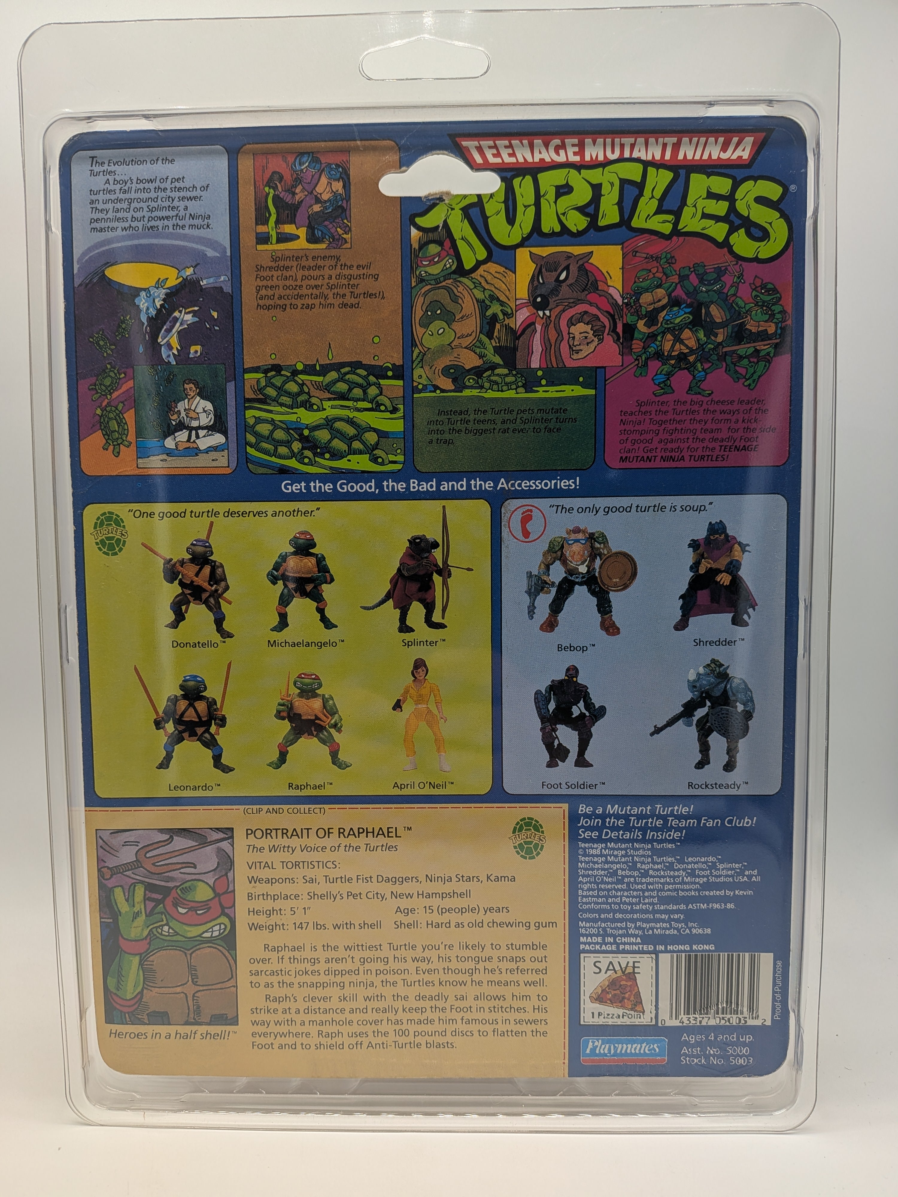Playmates 1988 Teenage Mutant Ninja Turtles Raphael - Sealed in Card