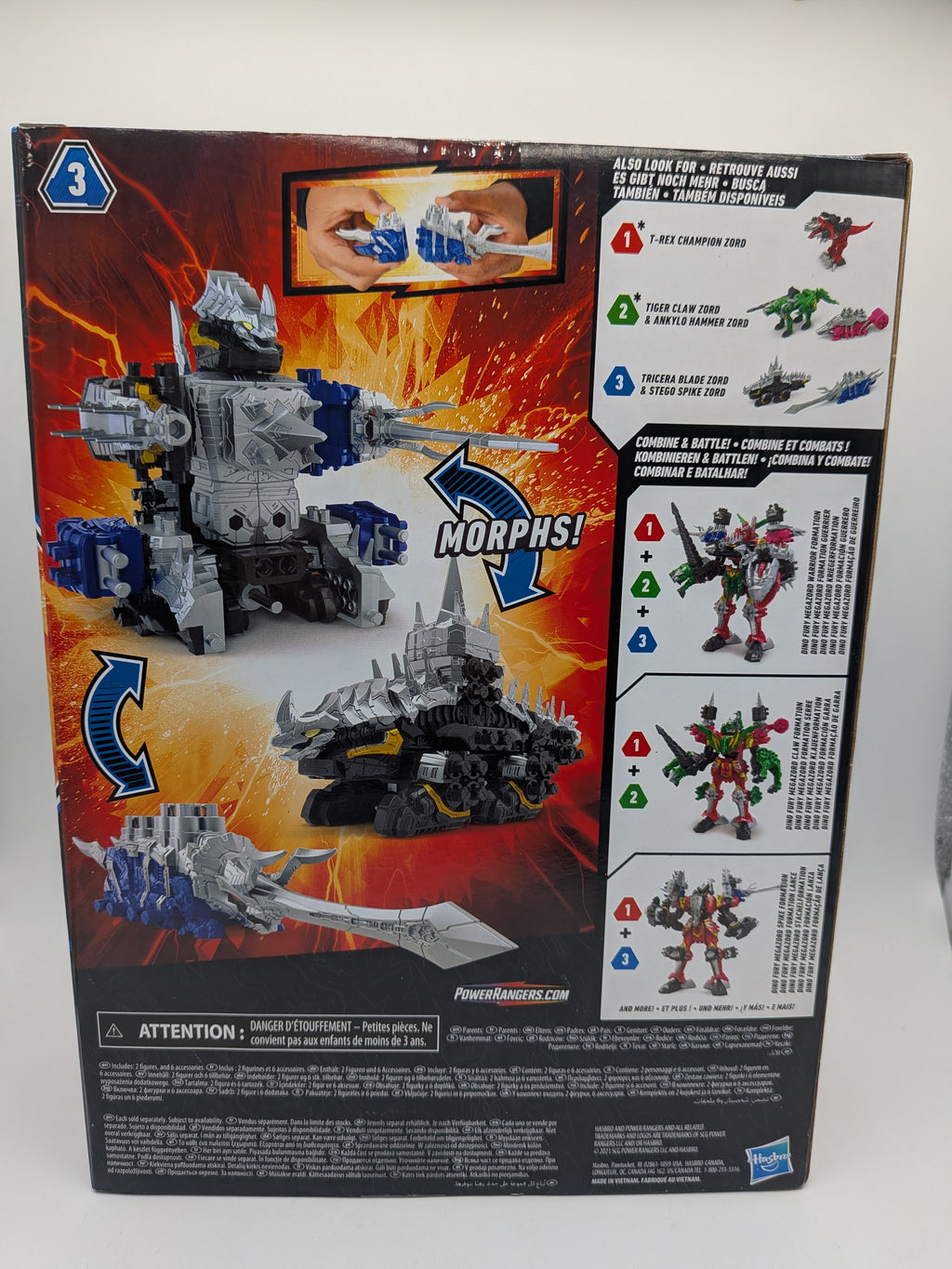 Hasbro 2021 Power Rangers Dino Fury Tricera Blade & Stego Spike Zord Set