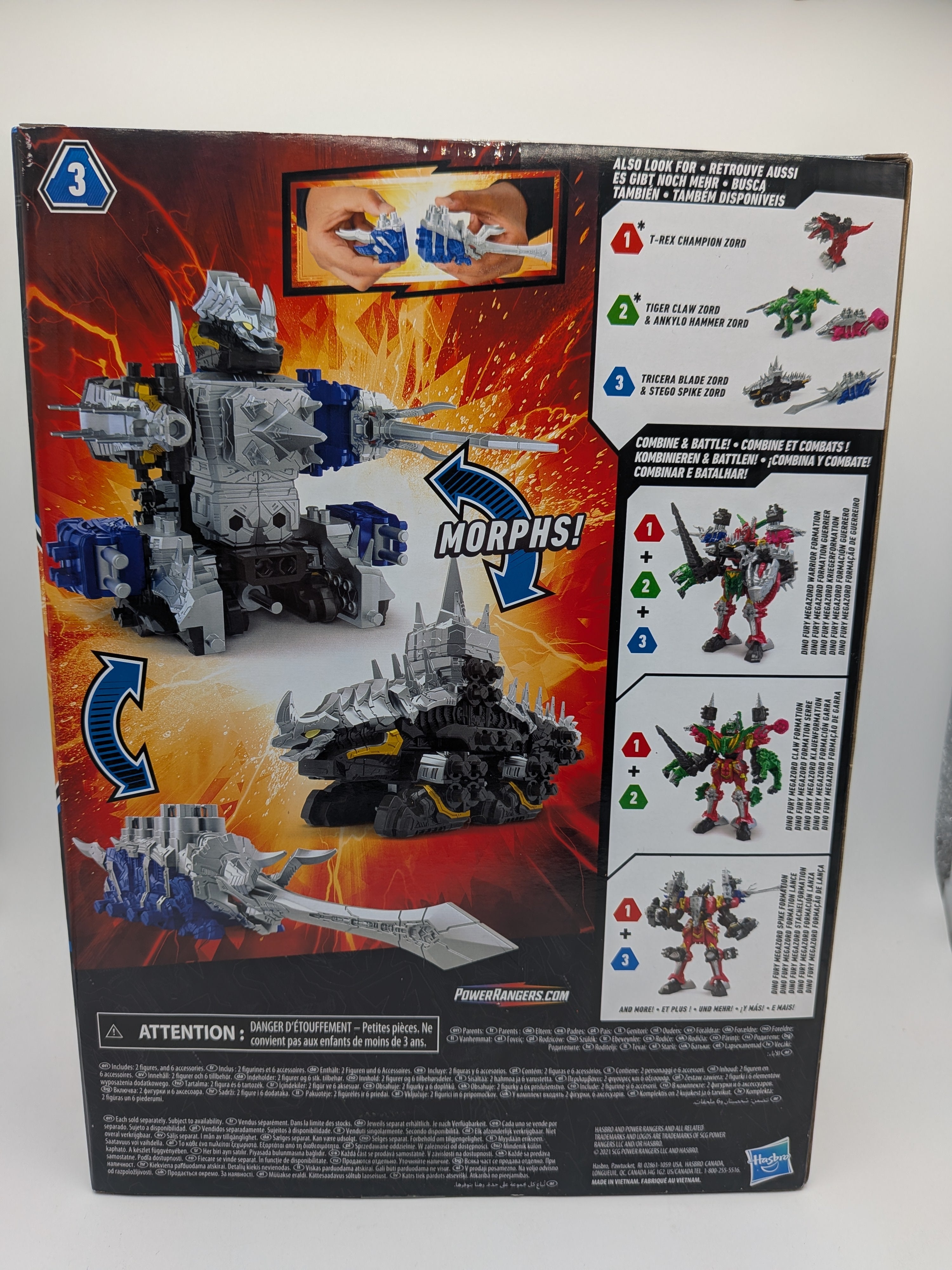 Hasbro 2021 Power Rangers Dino Fury Tricera Blade & Stego Spike Zord Set
